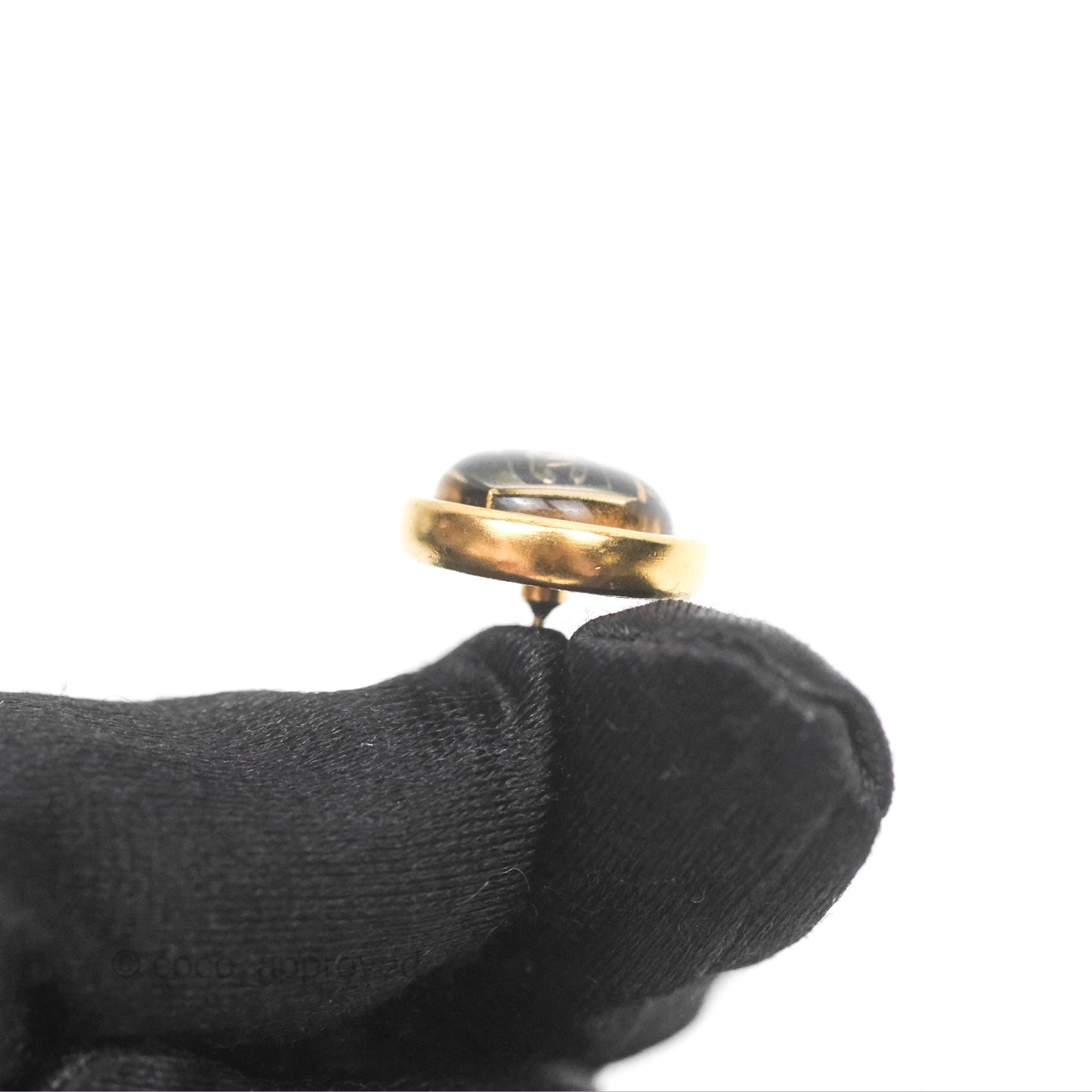 Chanel Round Black CC Perfume Bottle Earrings Gold Tone 20B