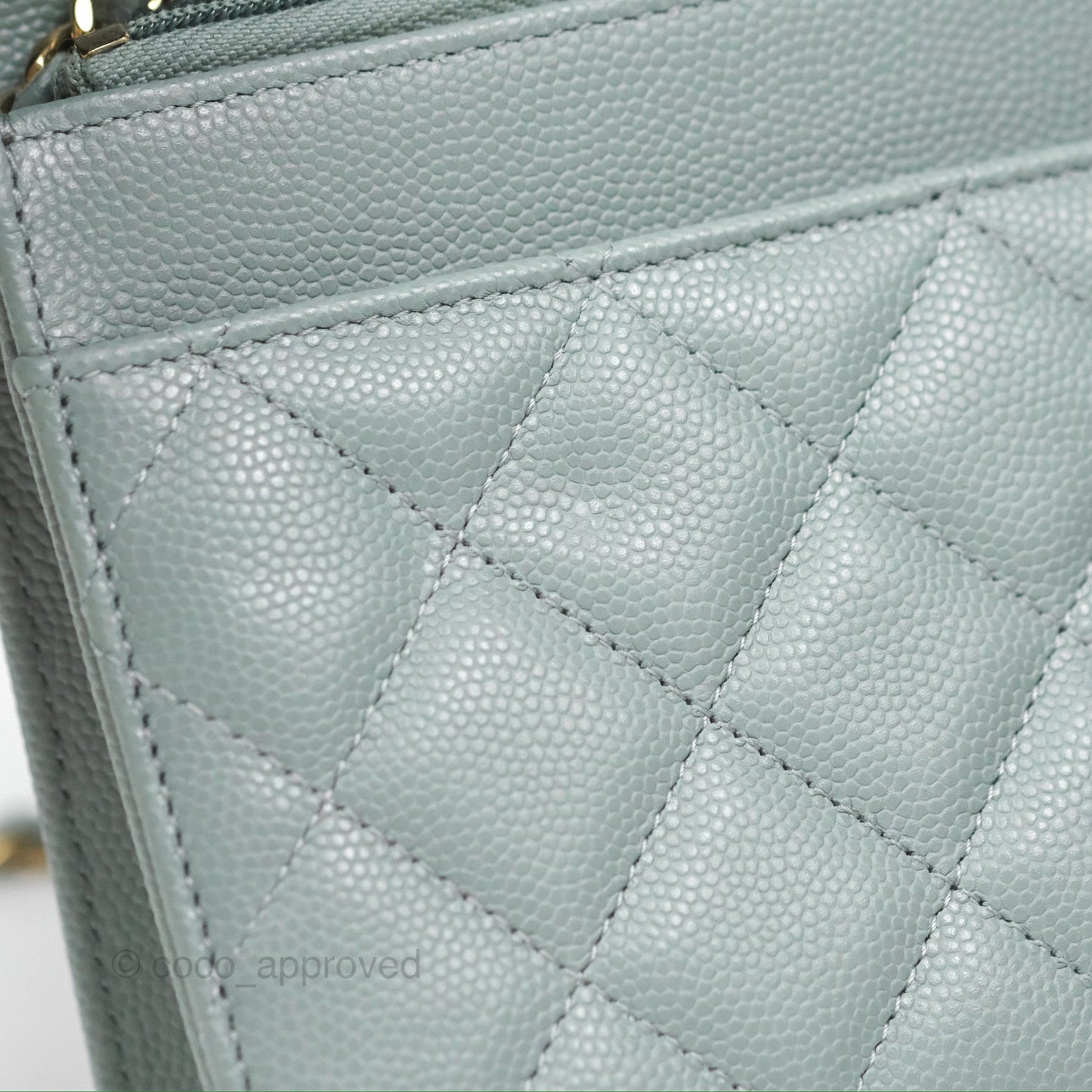Chanel Quilted Classic Wallet on Chain WOC Green Caviar Silver Hardware