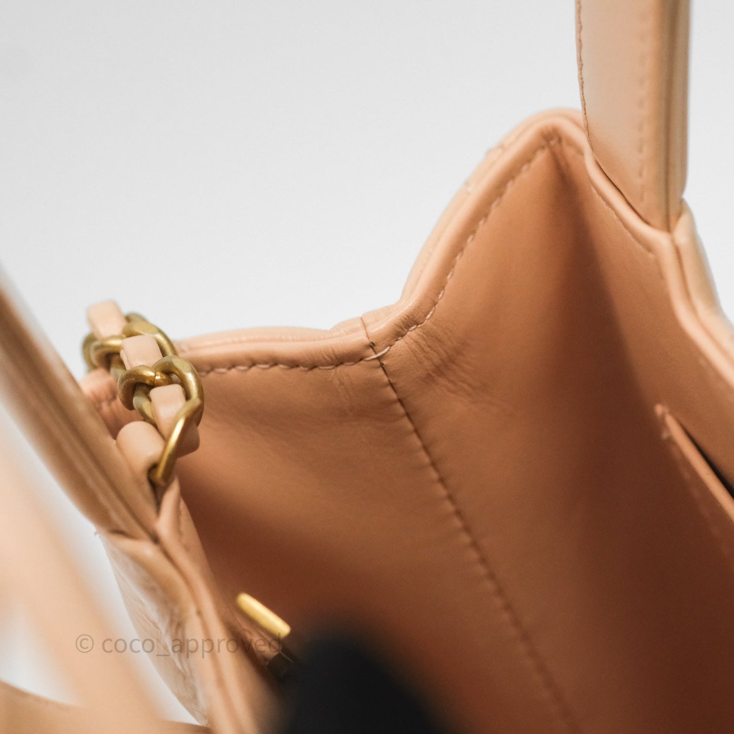 Chanel Kelly Bag Quilted Light Beige Shiny Crumpled Calfskin Aged Gold Hardware