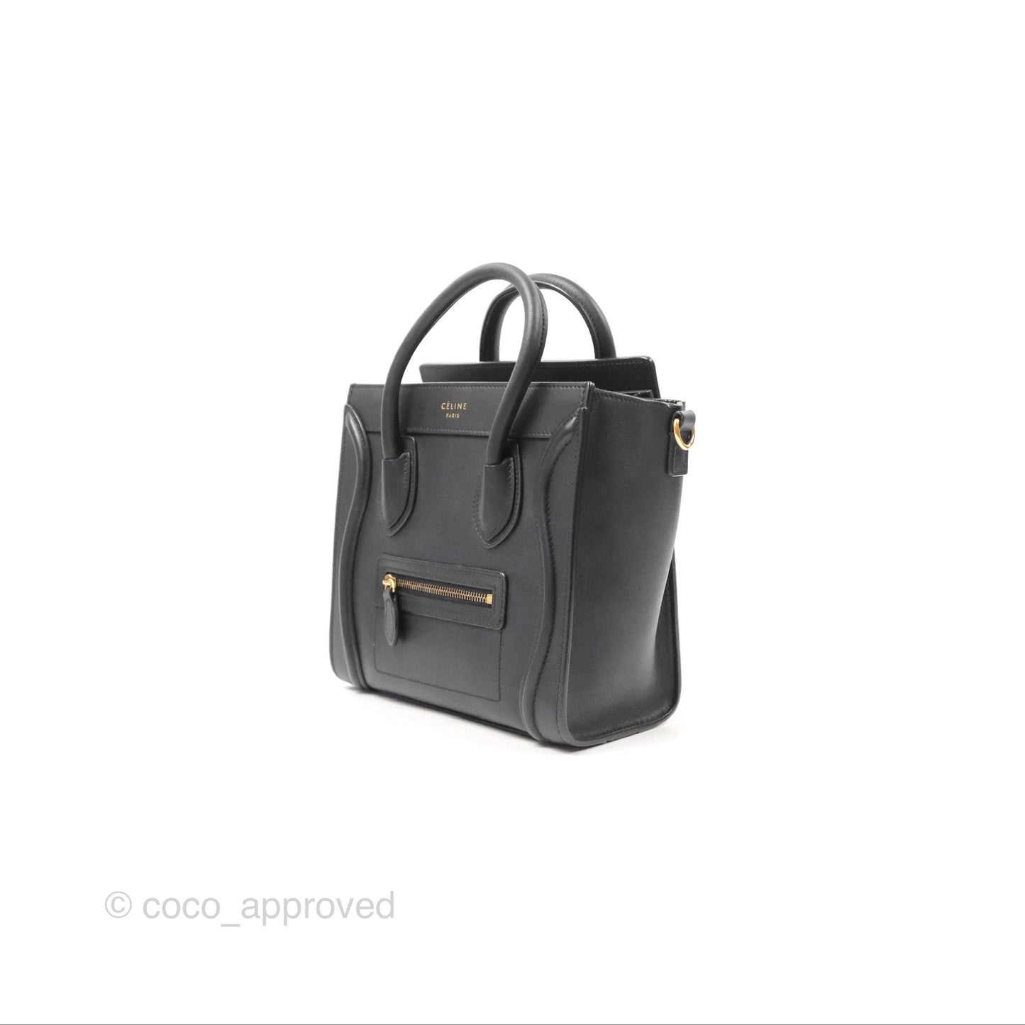 Celine Nano Luggage Bag Black Gold Hardware
