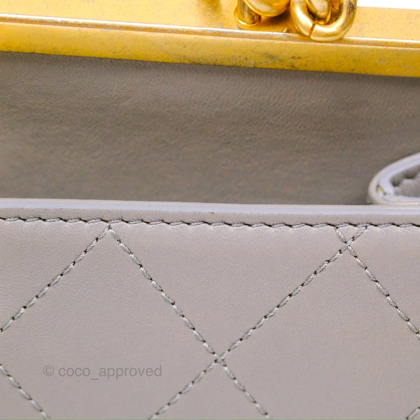 Chanel Small Quilted Coco Luxe Flap Bag Grey Calfskin Aged Gold Hardware