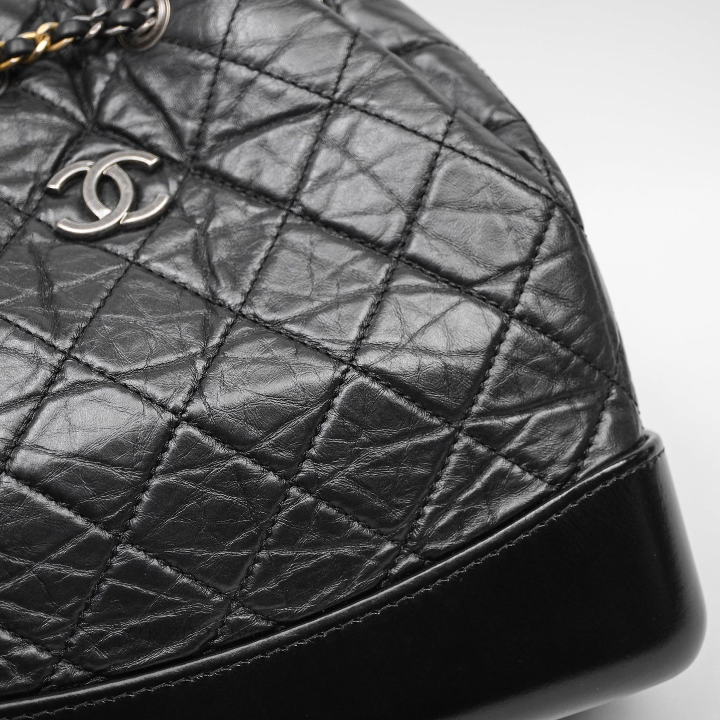 Chanel Small Gabrielle Backpack Quilted Black Aged Calfskin