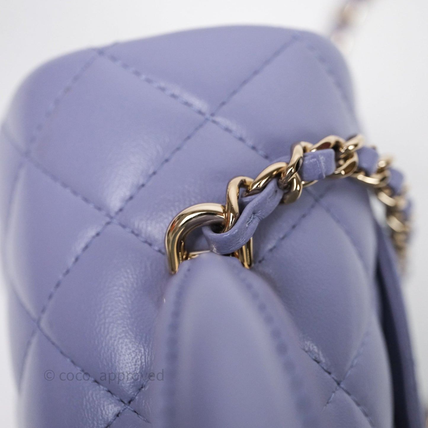 Chanel Top Handle Mini Rectangular Flap Purple Lambskin Gold Hardware