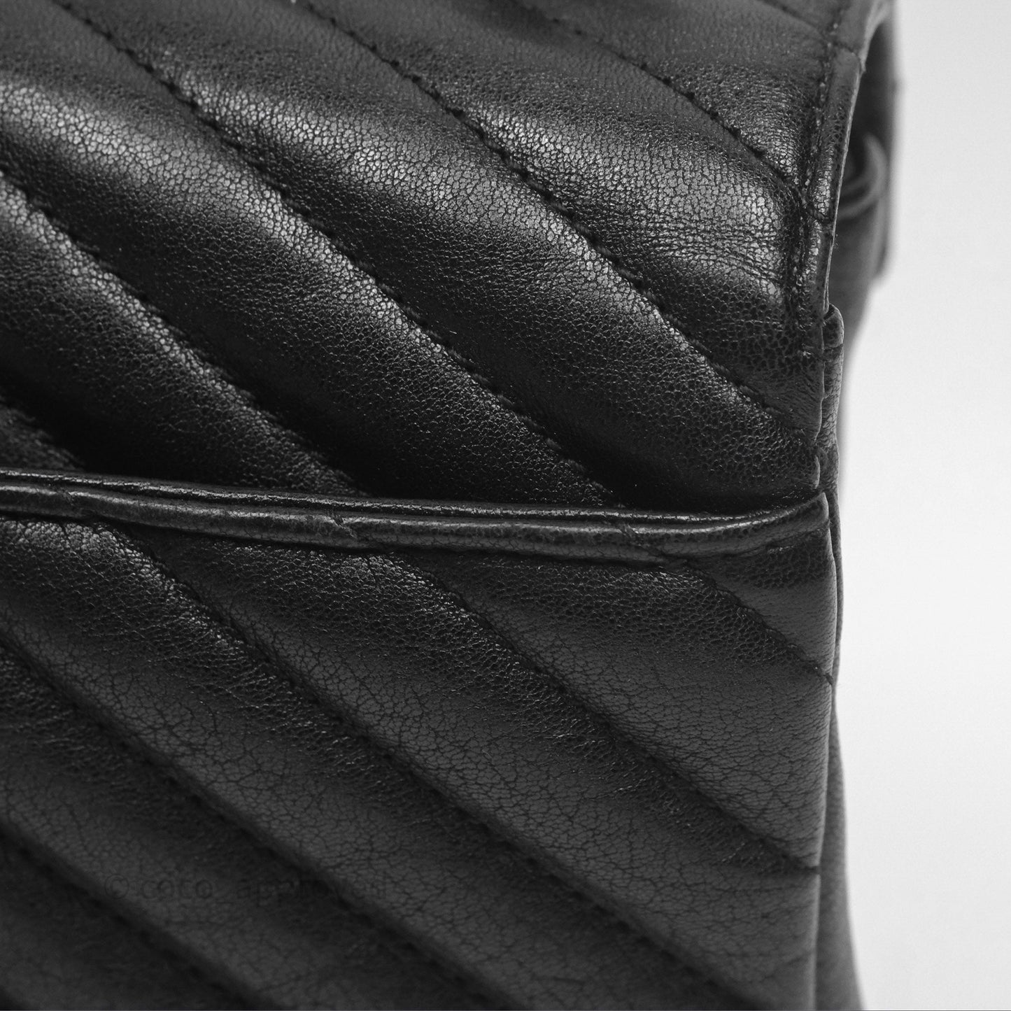 Saint Laurent Chevron Medium College Black Chain Bag Gold Hardware