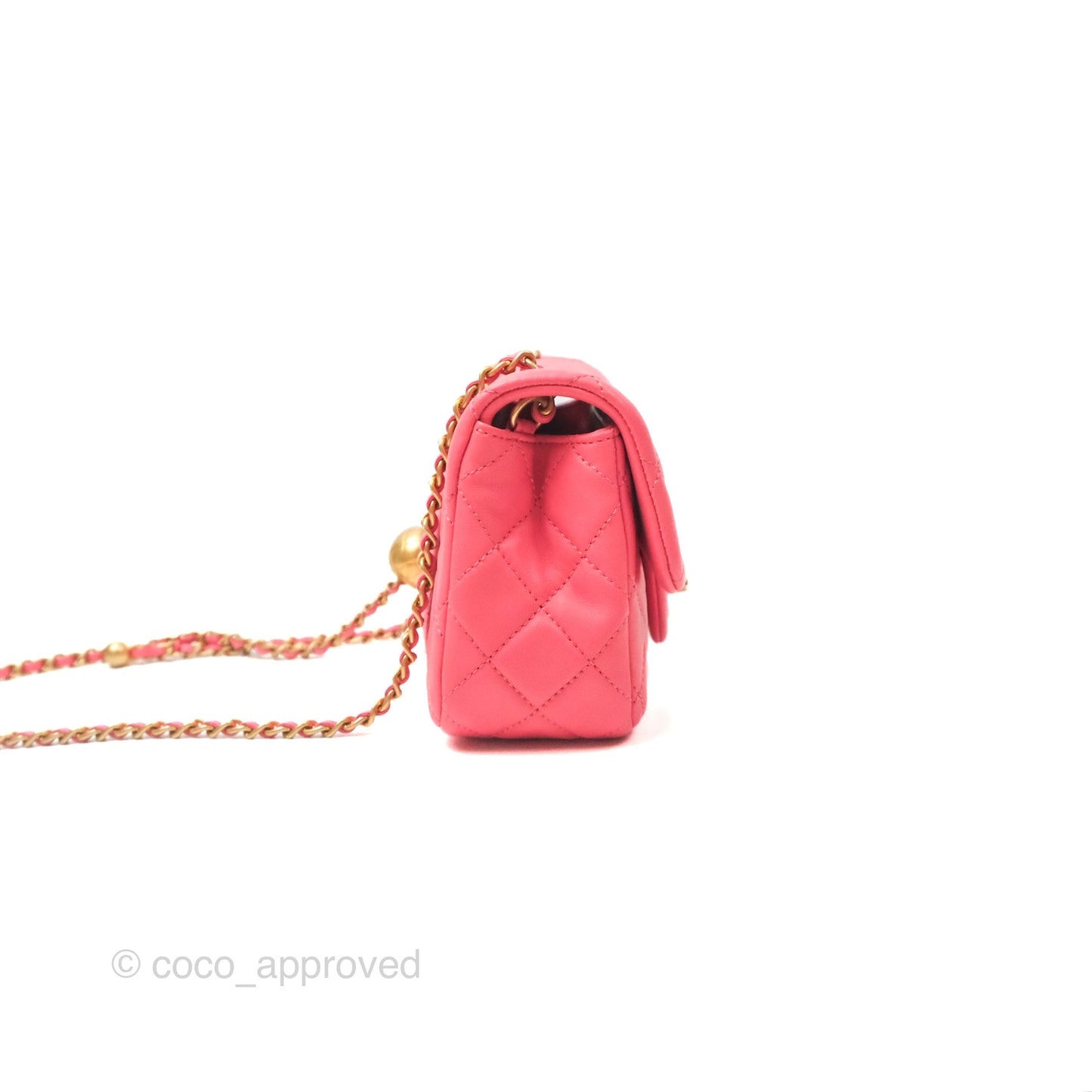Chanel Pearl Crush Mini Rectangular Pink Lambskin Aged Gold Hardware