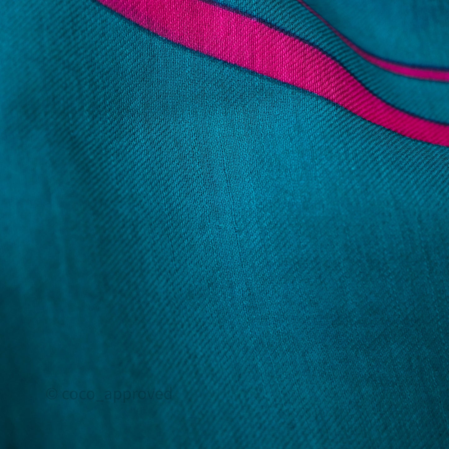 Hermes Turquoise Cotton Scarf Teal/ Cerise 60x180cm