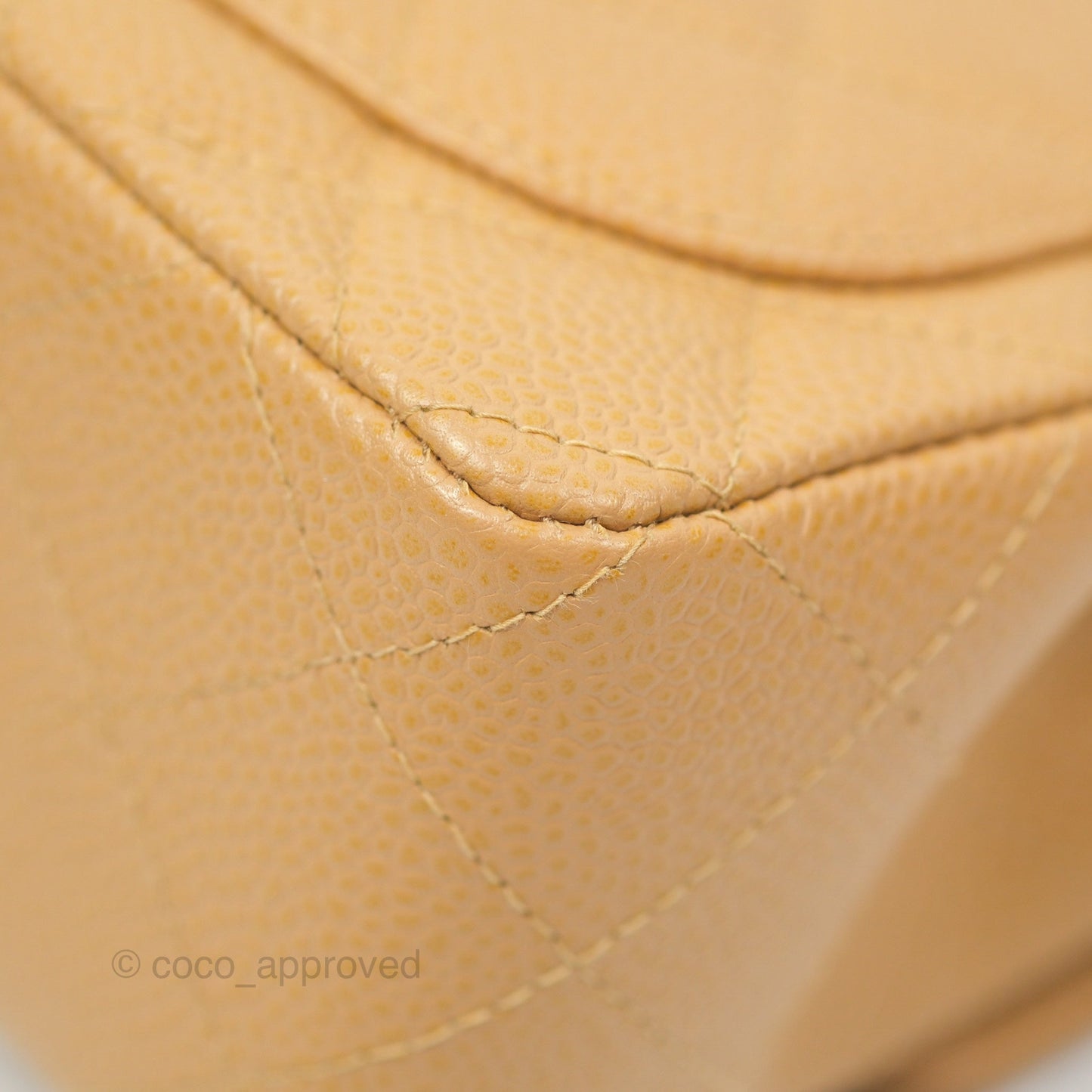Chanel Quilted Vintage Mini Square Flap Beige Caviar 24K Gold Hardware