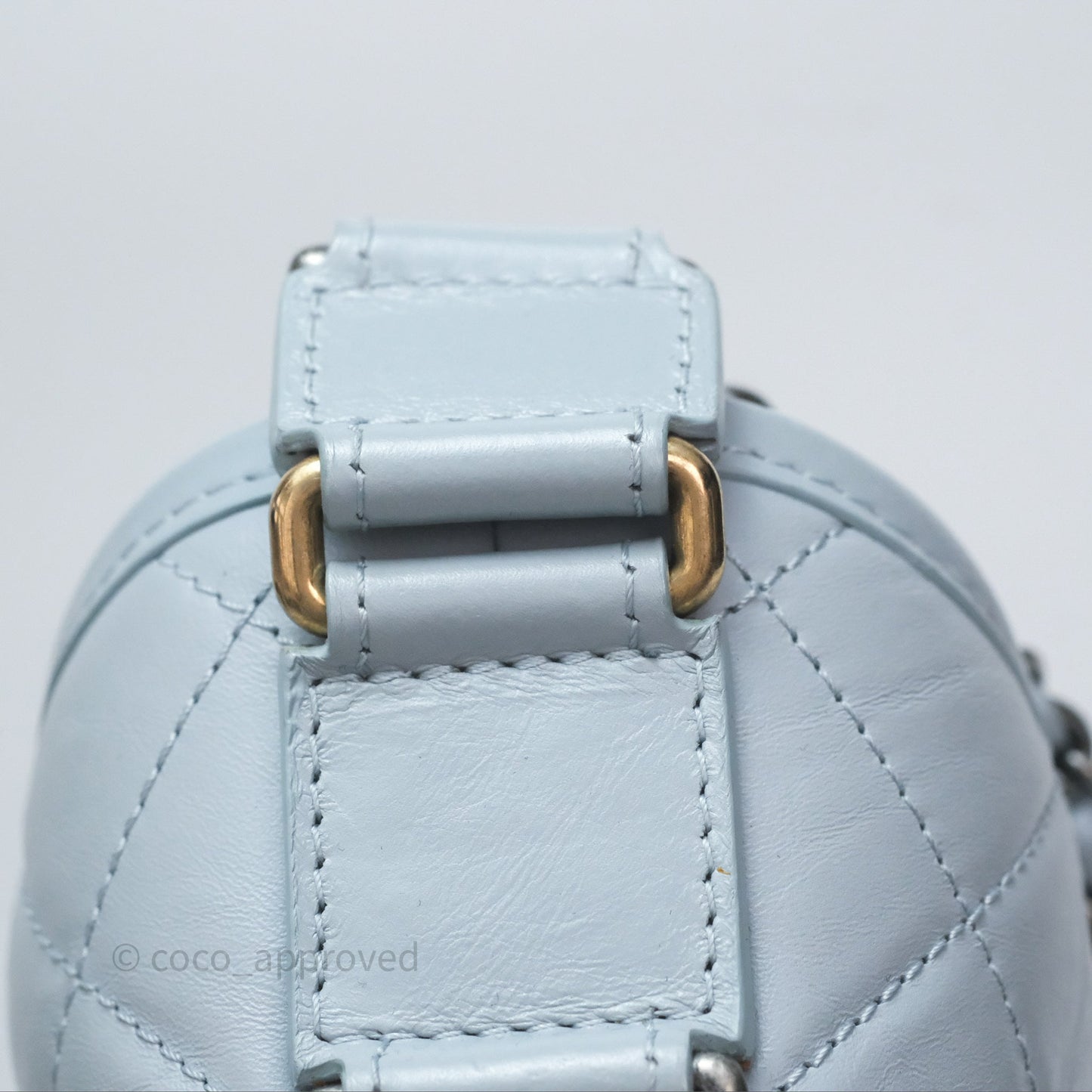 Chanel Small Gabrielle Hobo Quilted Light Blue Aged Calfskin