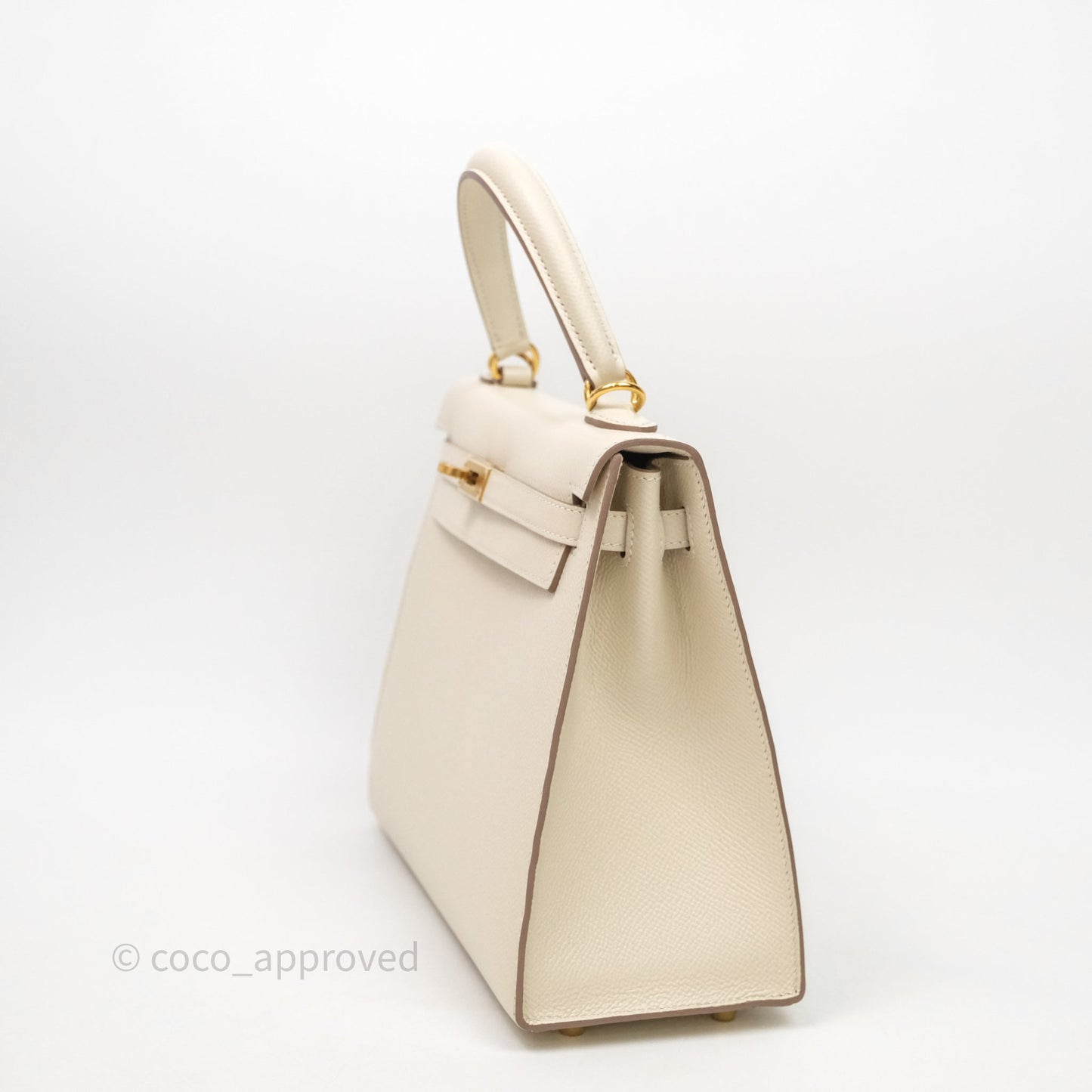 Hermes Kelly 25 Craie Epsom Gold Hardware