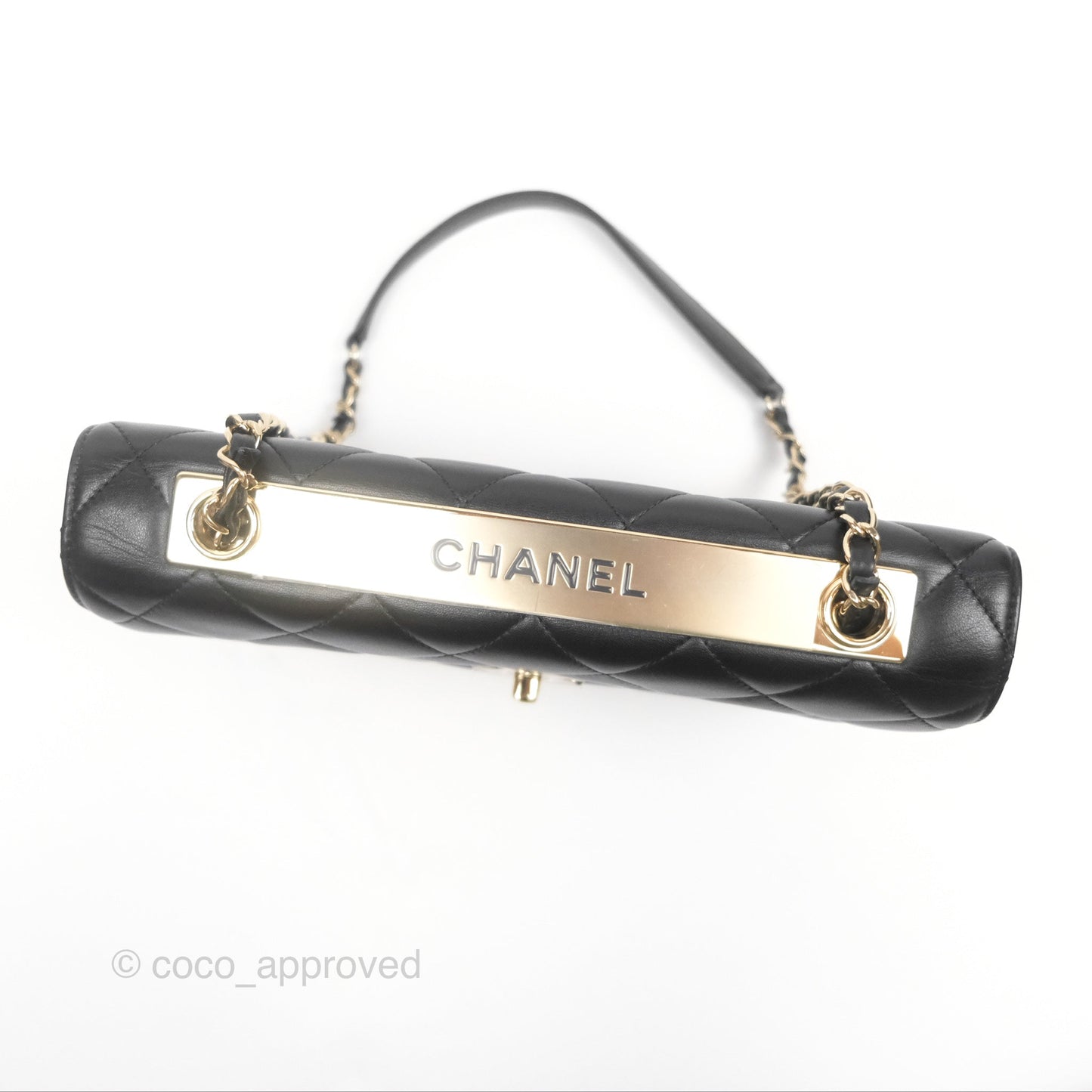 Chanel Trendy CC Flap Clutch Bag Black Lambskin Gold Hardware