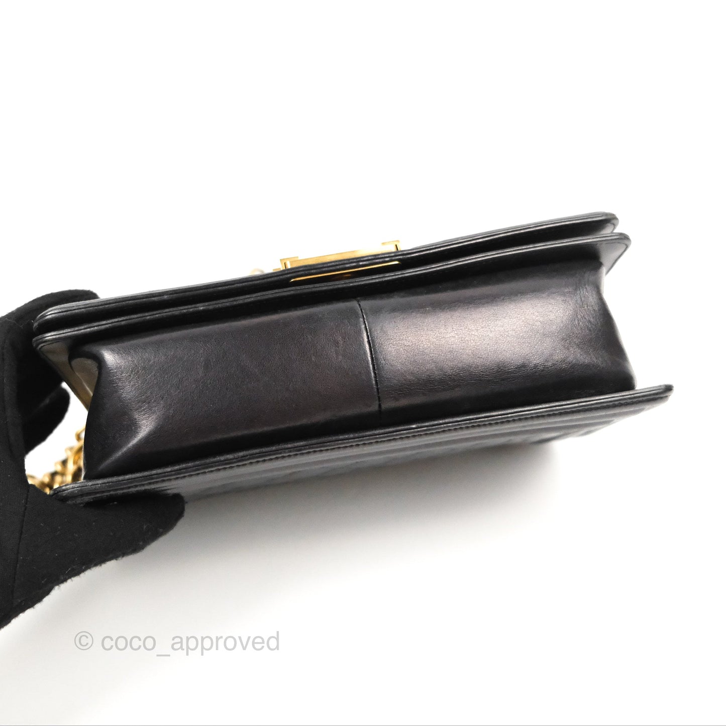 Chanel Quilted Medium Boy Black Lambskin Aged Gold Hardware