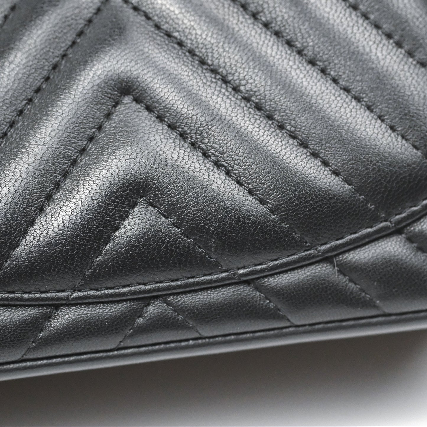 Chanel Mini Square Black Chevron Lambskin Silver Hardware