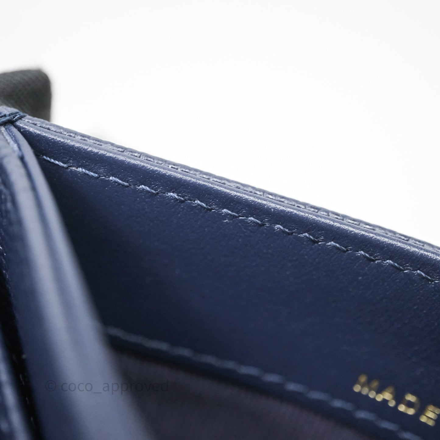 Chanel Classic Flat Card Holder Navy Caviar Gold Hardware