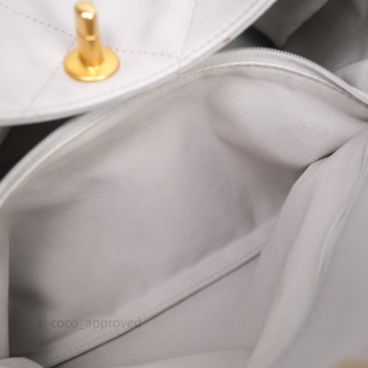 Chanel Double Pocket Hobo Bag Grey Caviar Aged Gold Hardware