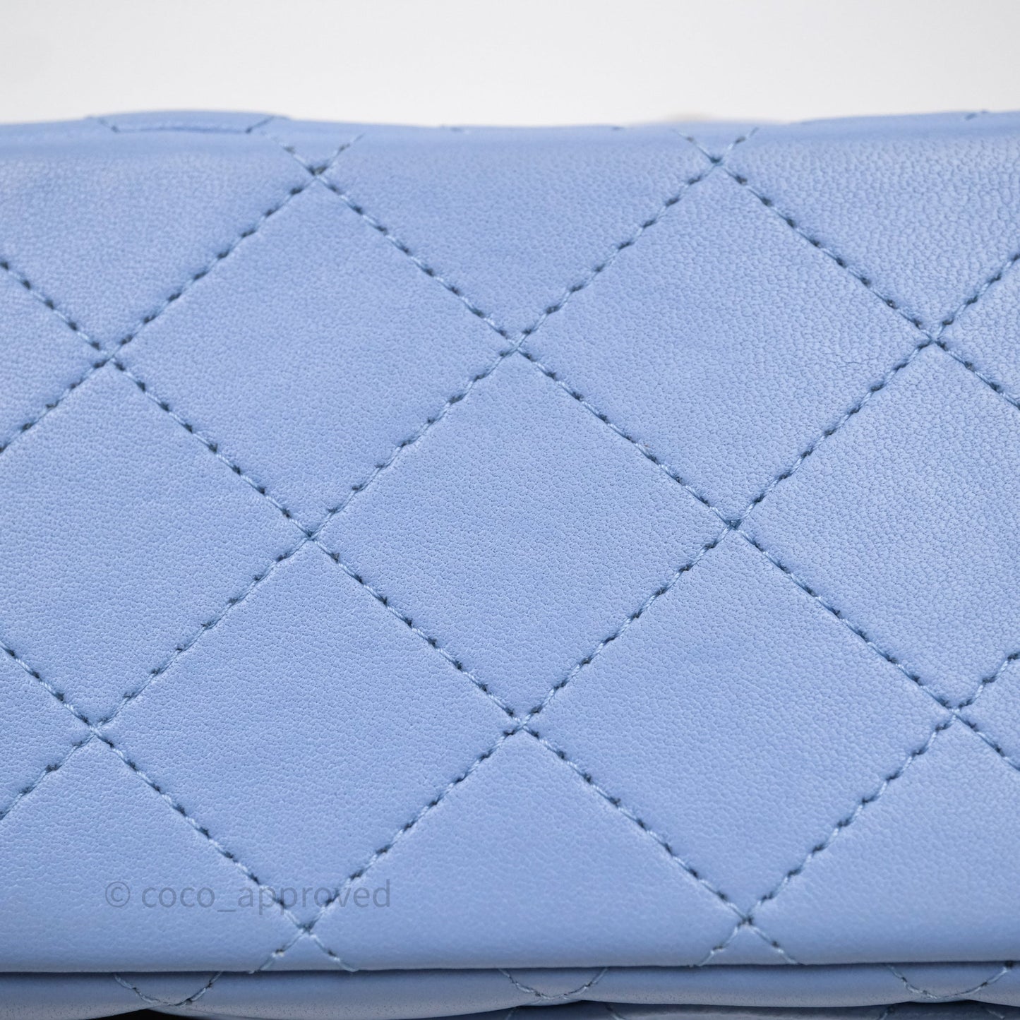 Chanel Mini Square Quilted Sky Blue Lambskin Gold Hardware