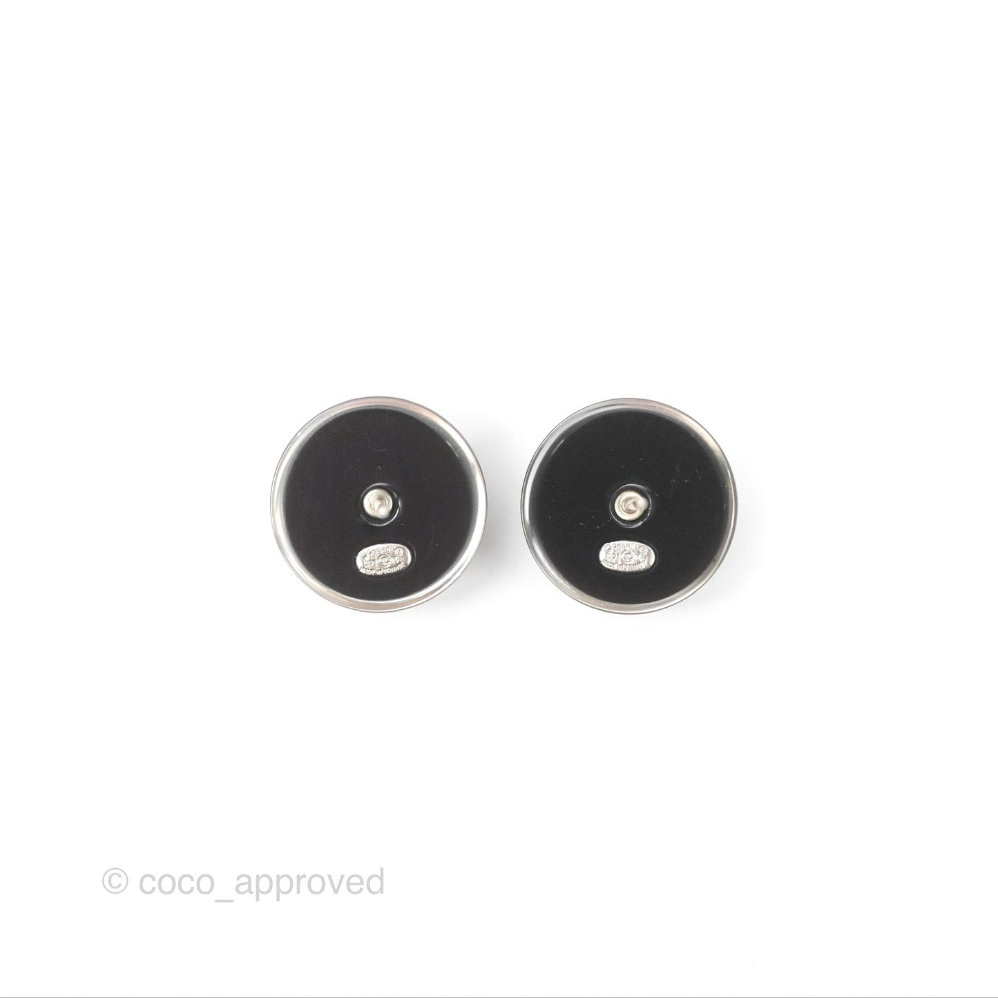 Chanel Round Black CC Earrings 21K