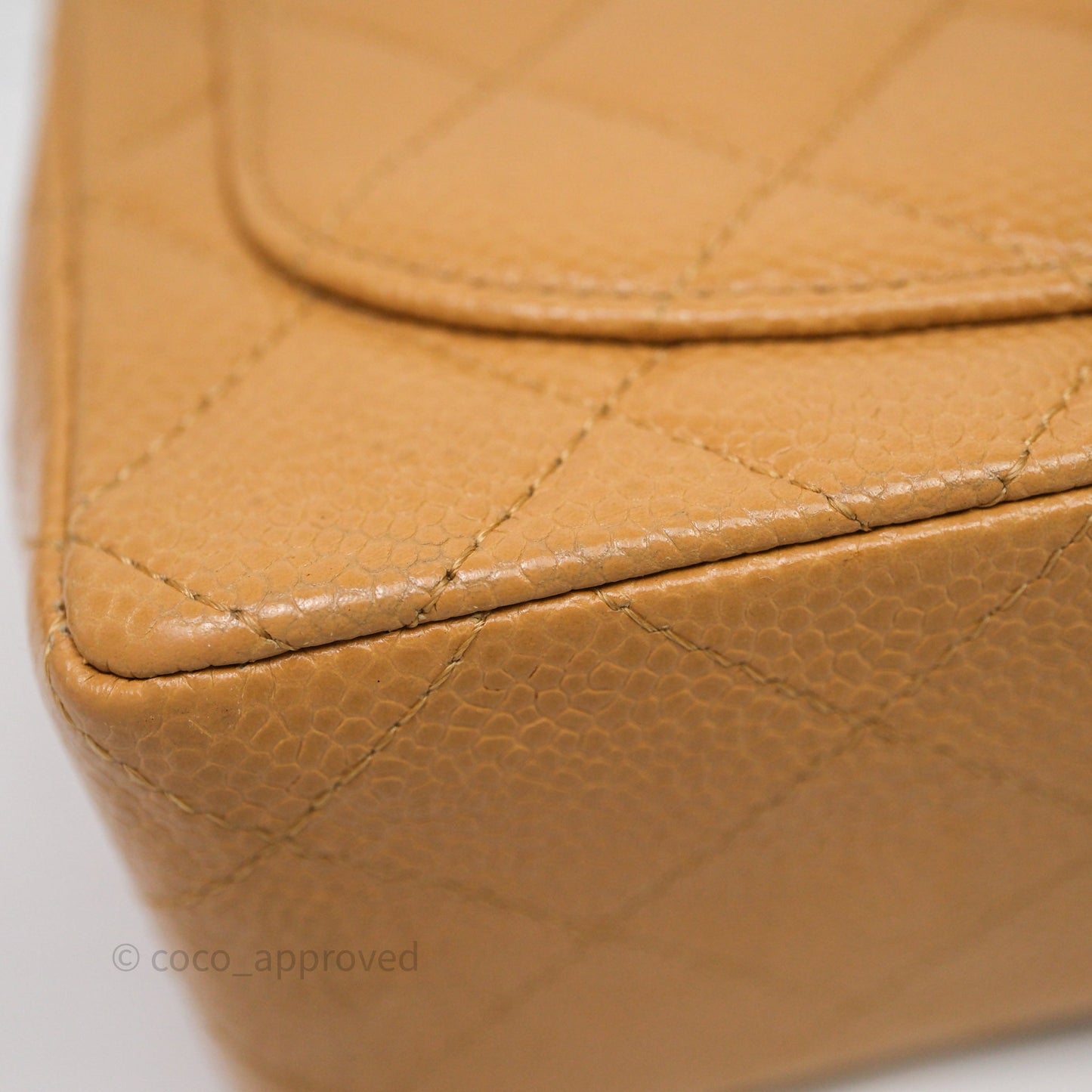 Chanel Vintage Mini Square Beige Caviar Gold Hardware