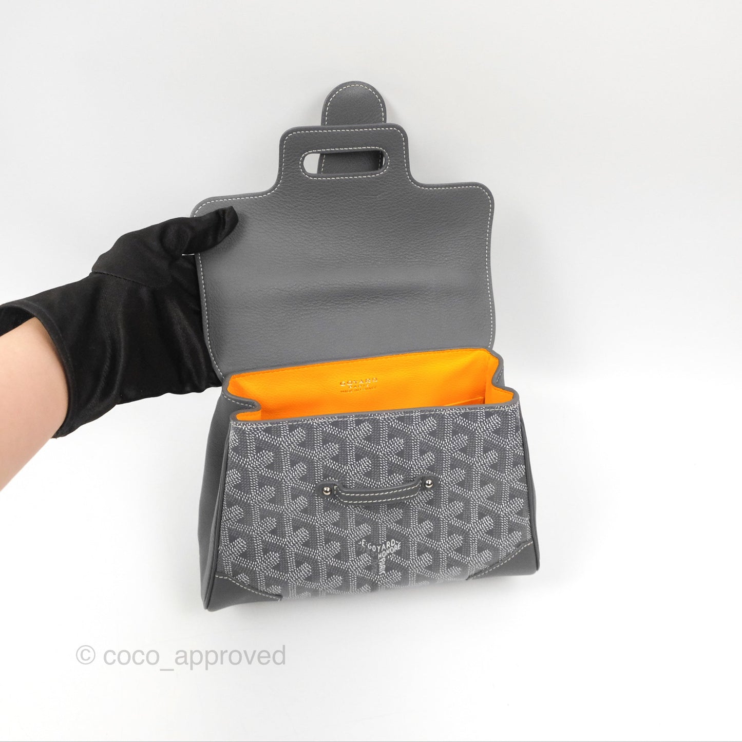 Goyard Saïgon Mini Bag Chevroches Calfskin Grey Silver Hardware