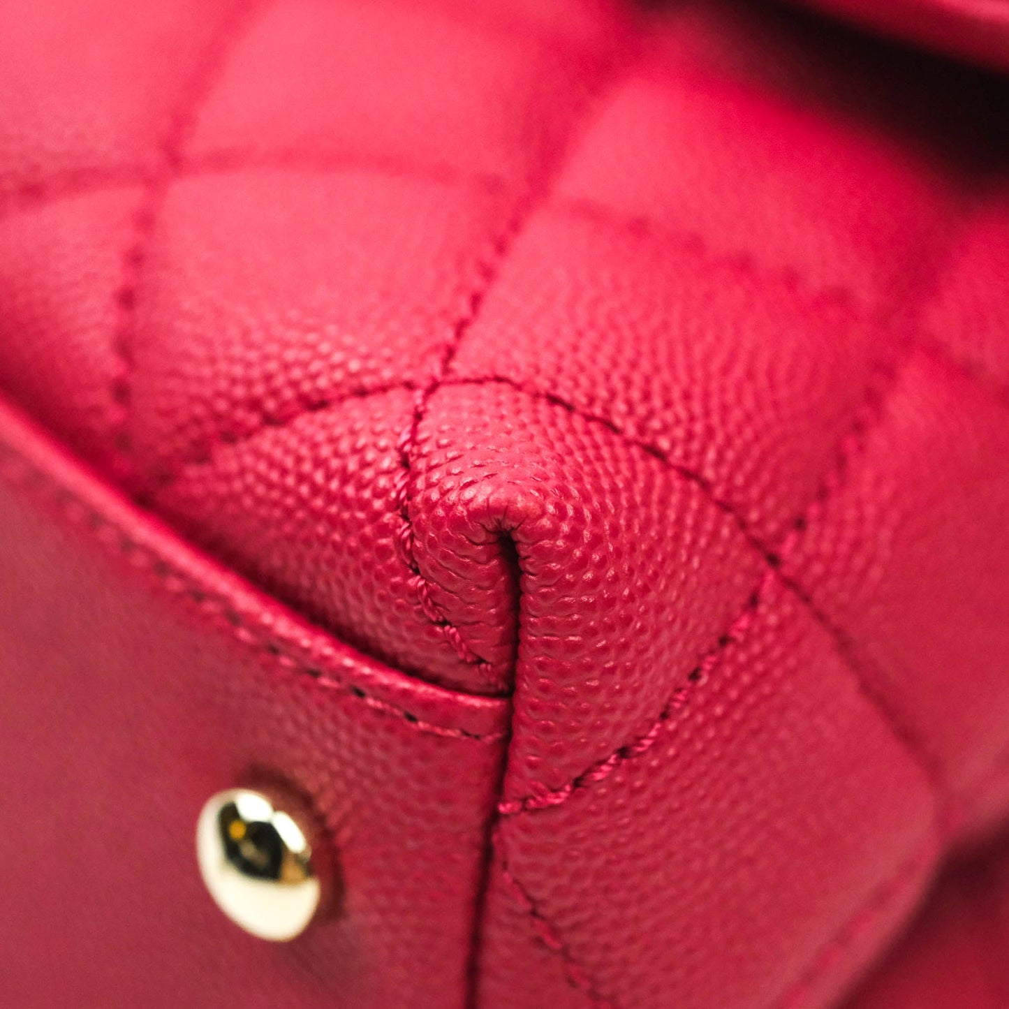 Chanel Small Coco Handle Quilted Caviar Rosy Red Gold Hardware