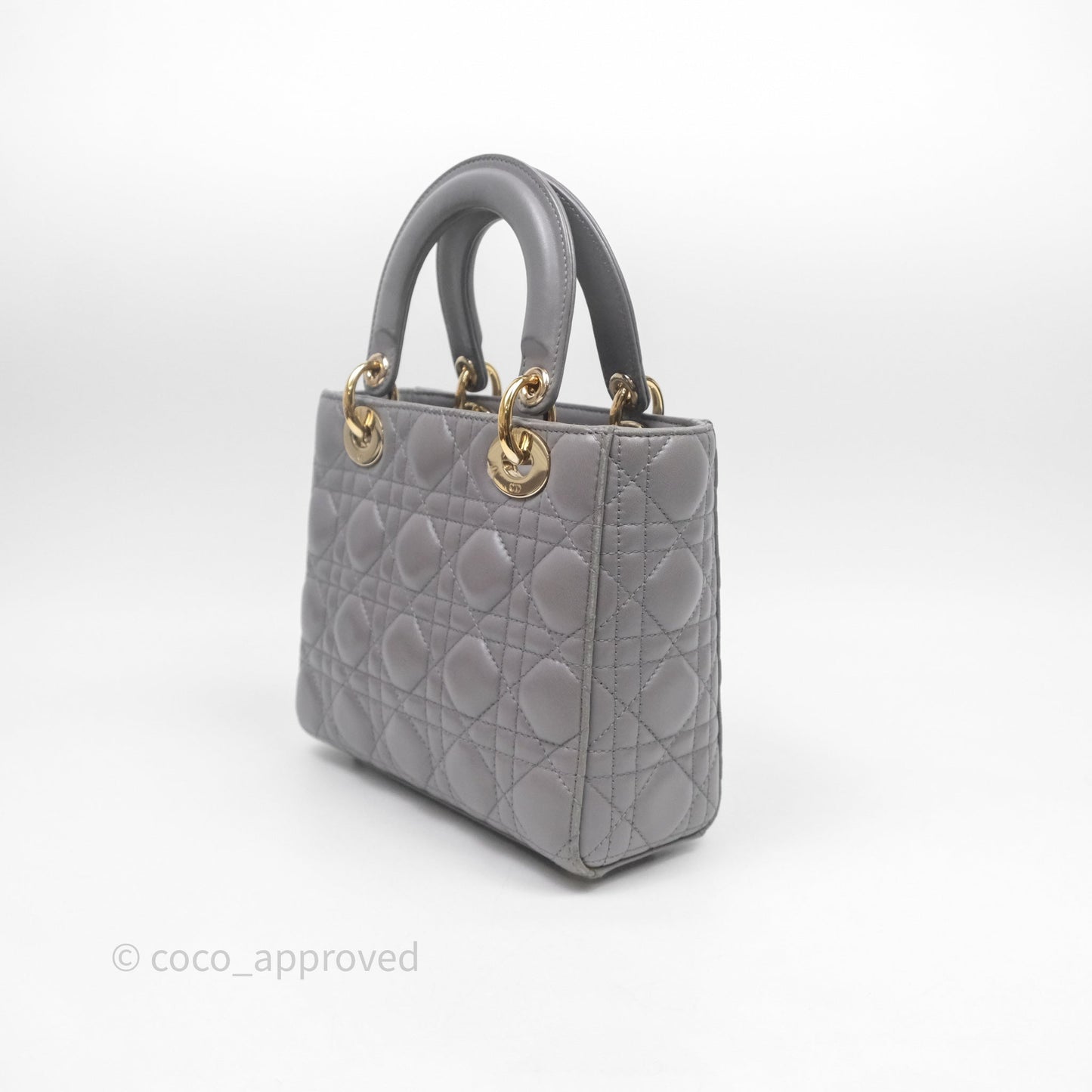 Christian Dior Small Lady Dior My ABCDior Bag Stone Gray Cannage Lambskin