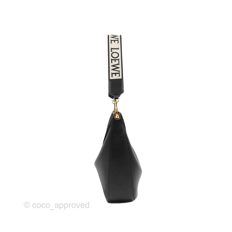 Loewe Luna Bag Black Satin Calfskin Jacquard Strap
