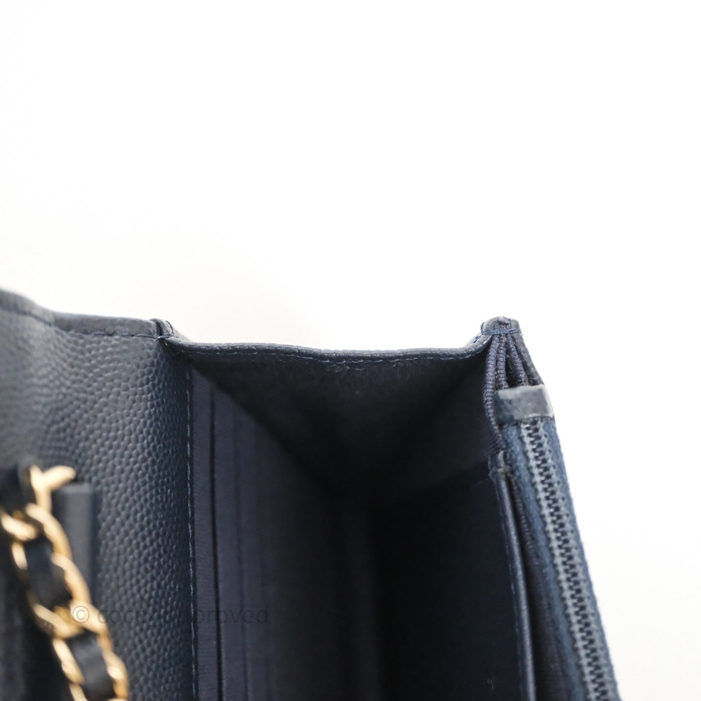 Chanel Classic Wallet On Chain WOC Quilted Navy Caviar Gold Hardware