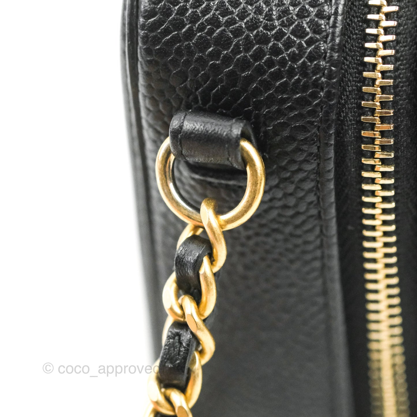 Chanel CC Filigree Vanity Clutch With Chain Caviar Black Aged Gold Hardware