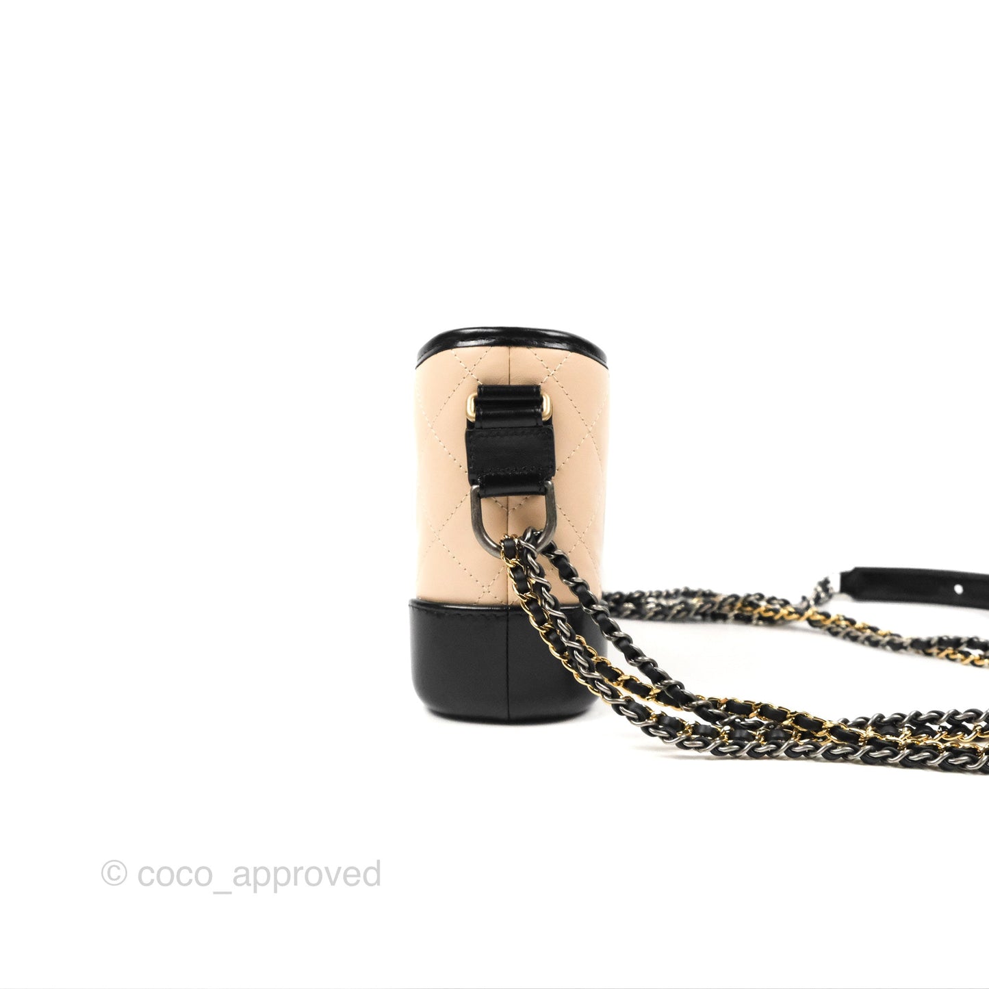 Chanel Small Gabrielle Hobo Quilted Beige Black Aged Calfskin