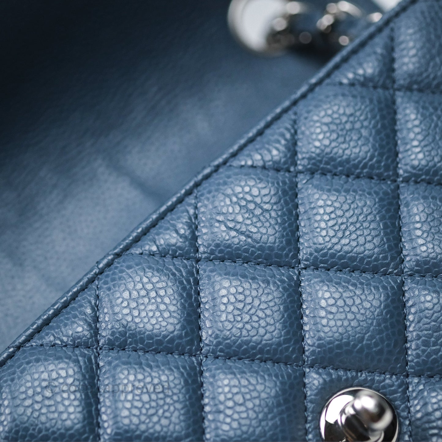 Chanel Quilted Mini Rectangular Blue Caviar Silver Hardware