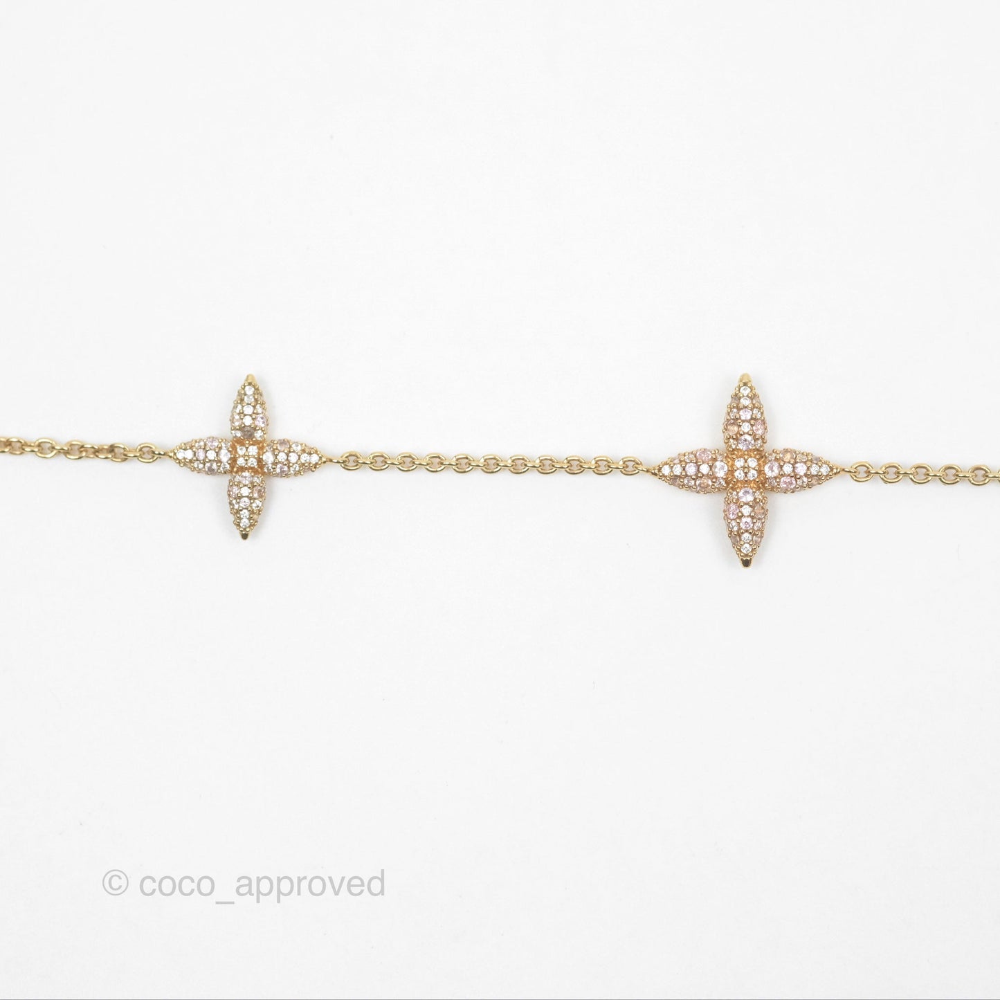 Louis Vuitton Iconic Tresor Necklace White/Pink Crystals Gold Tone