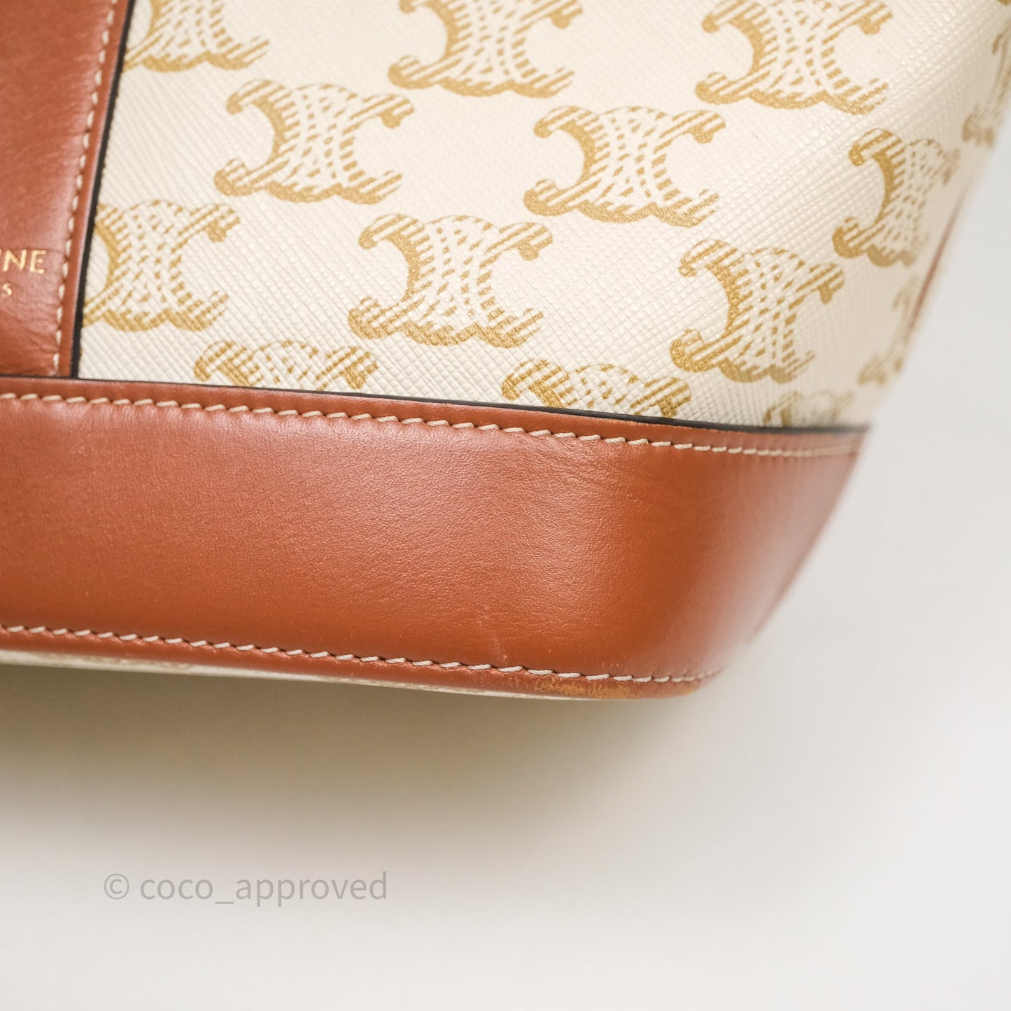 Celine Small Bucket Triomphe Canvas Grege Calfskin
