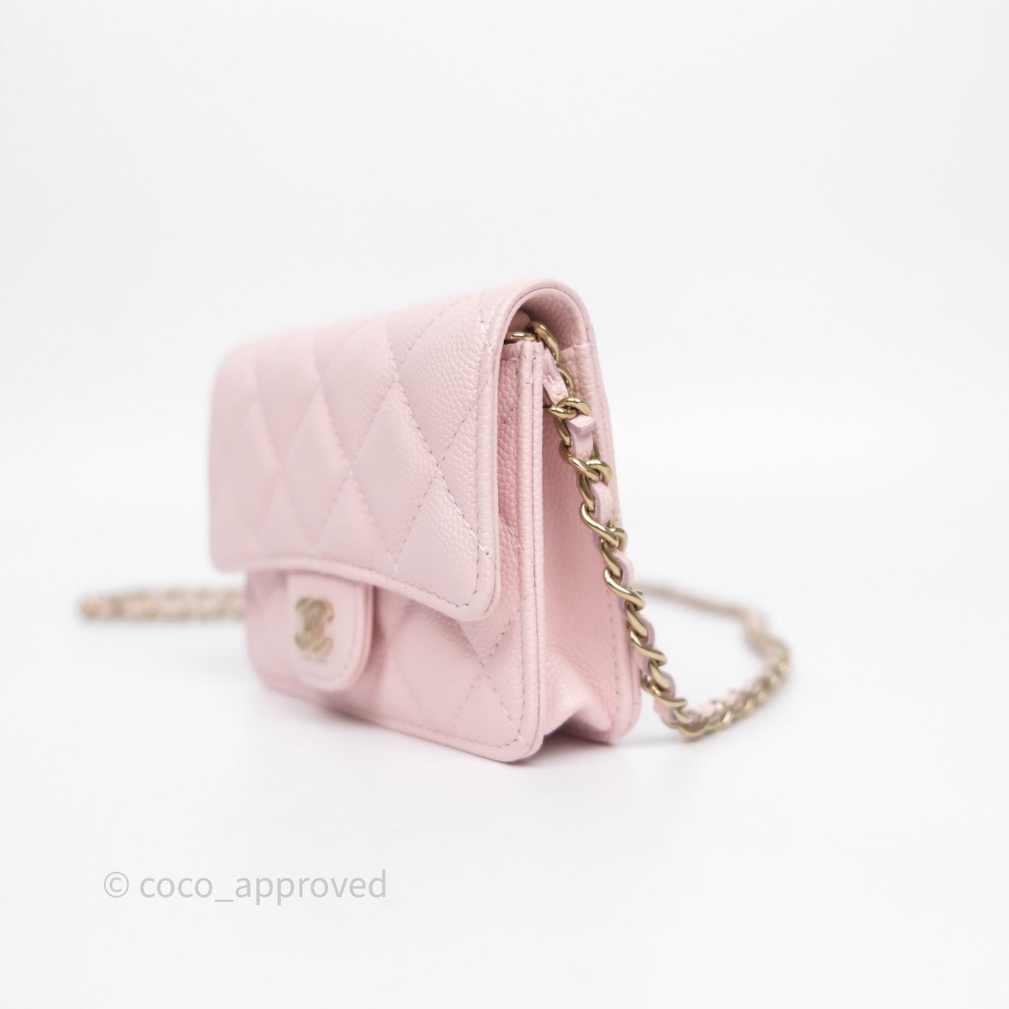 Chanel Mini Wallet With Chain Light Pink Caviar Gold Hardware