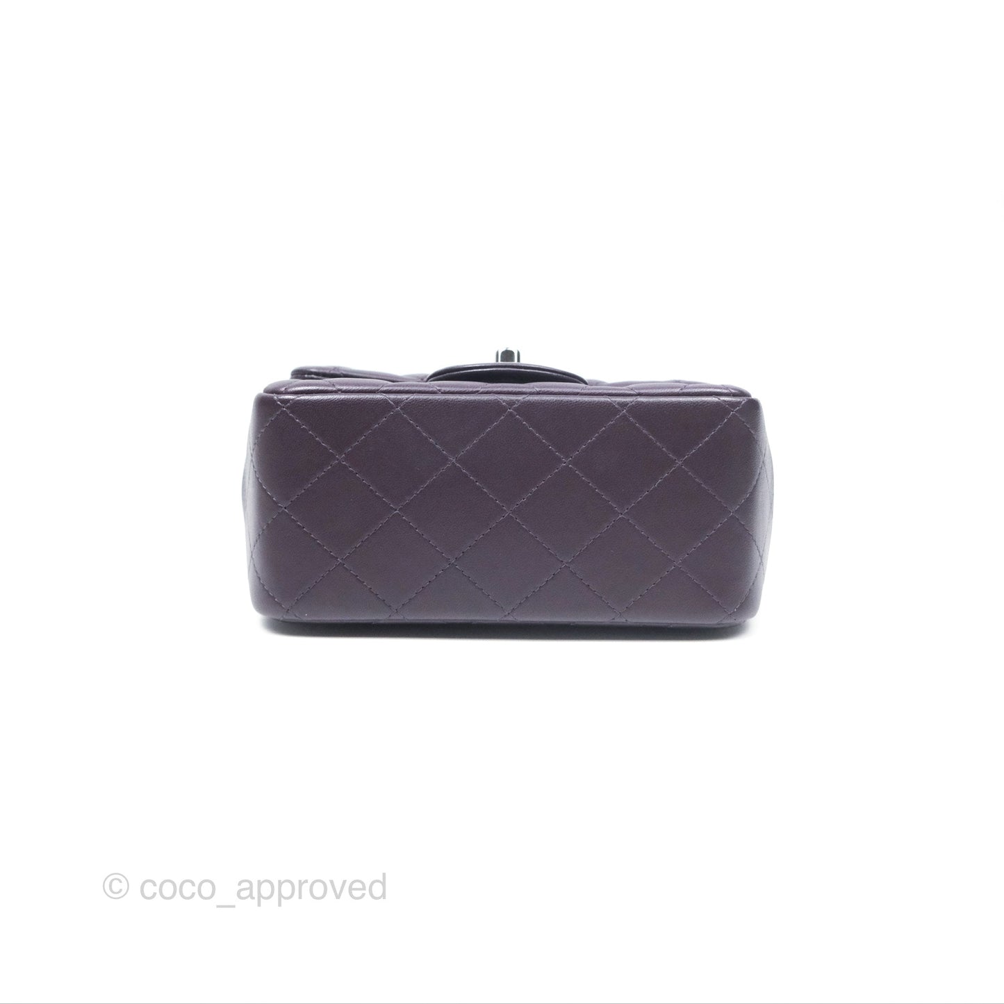 Chanel Quilted Mini Square Dark Purple Lambskin Silver Hardware