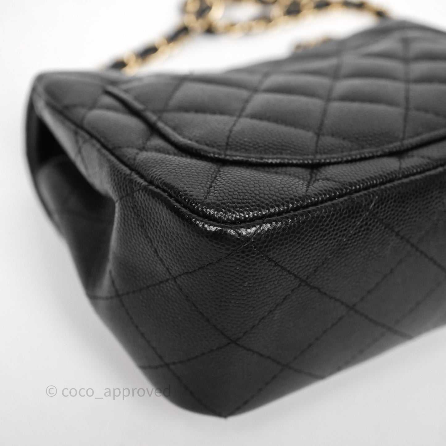 Chanel Mini Square Quilted Black Caviar Gold Hardware