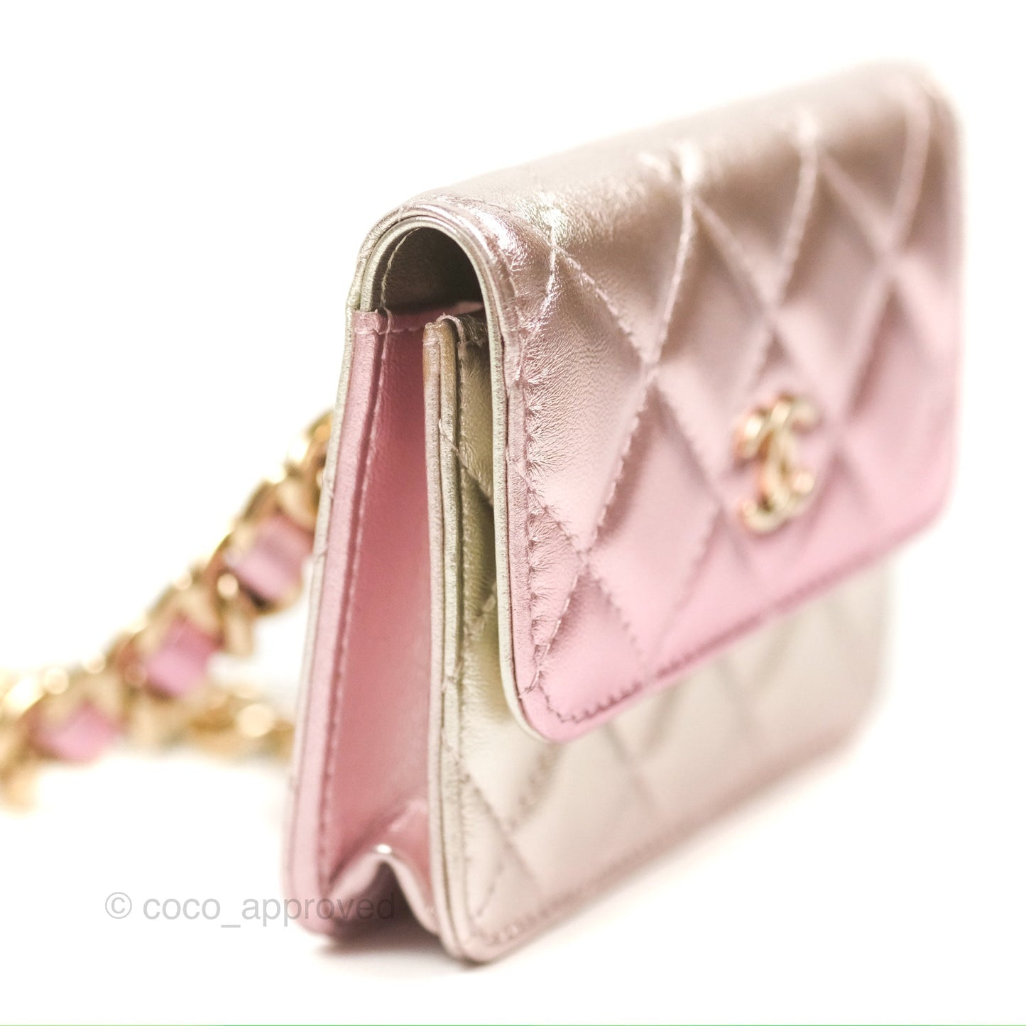 Chanel Waist Belt Bag Metallic Gradient Pink/Silver Lambskin Gold Hardware