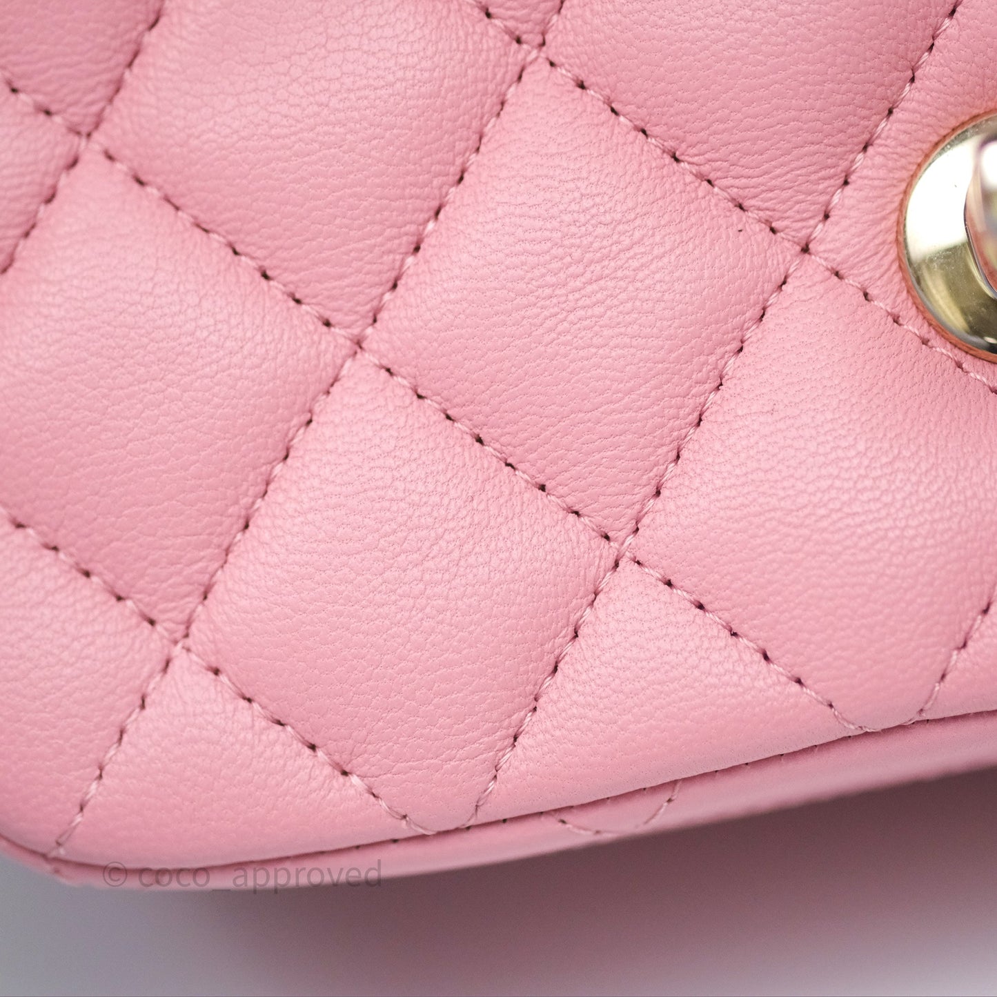 Chanel Mini Square Flap Quilted Pink Lambskin Gold Hardware