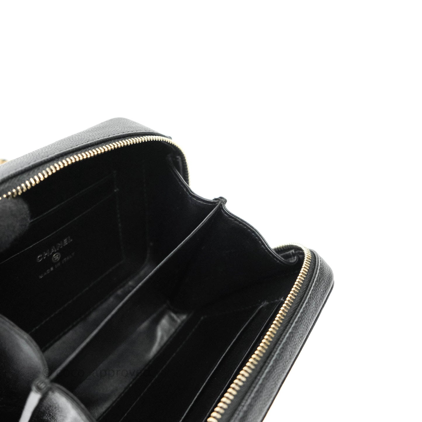 Chanel CC Filigree Vanity Clutch With Chain Caviar Black