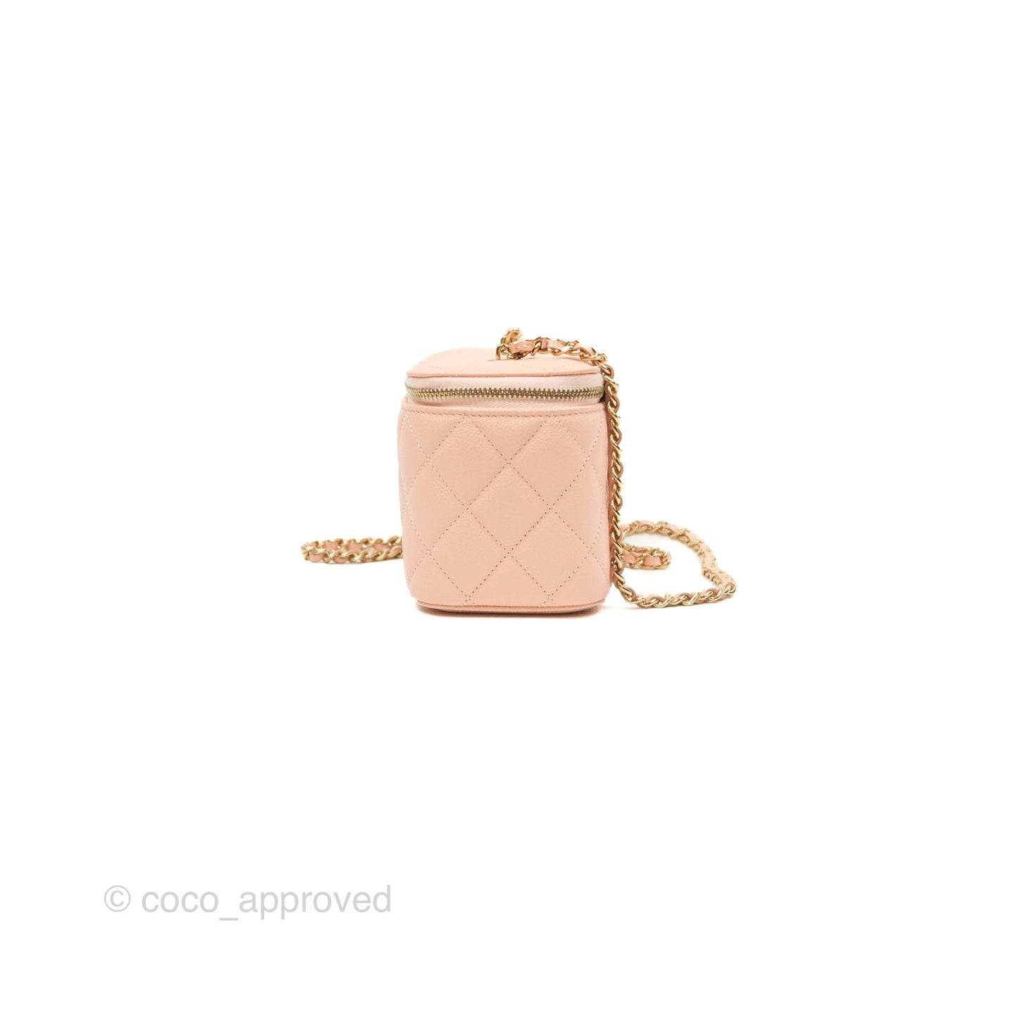 Chanel Vanity Rectangular Pink Beige Caviar Gold Hardware