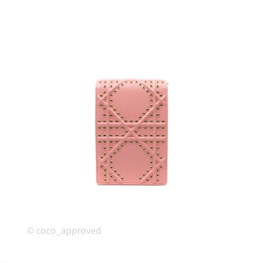 Christian Dior Lambskin Studded Vertical Diorama Dust Candy