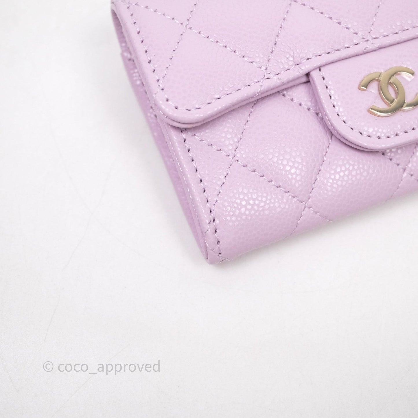 Chanel Quilted Flap Card Holder Purple Caviar Gold Hardware