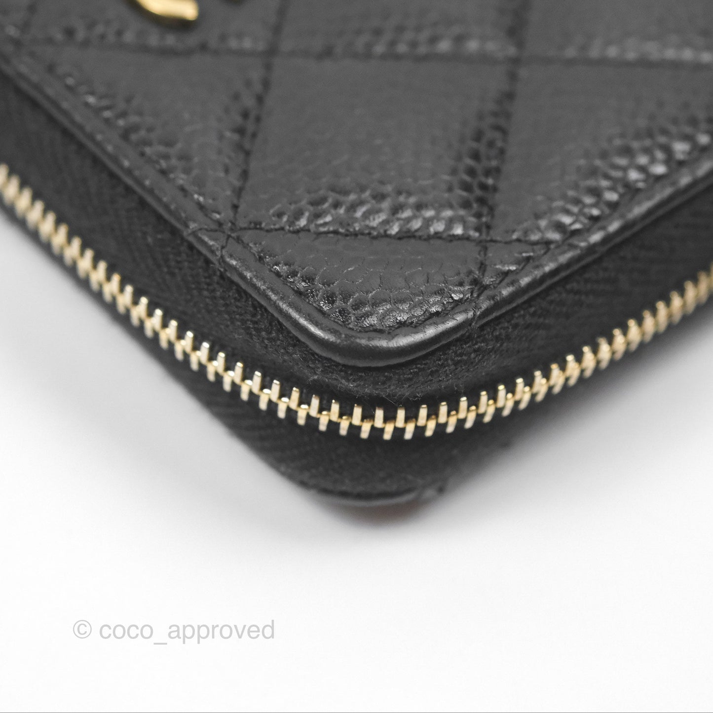 Chanel Classic Zipped Coin Purse Black Caviar Gold Hardware