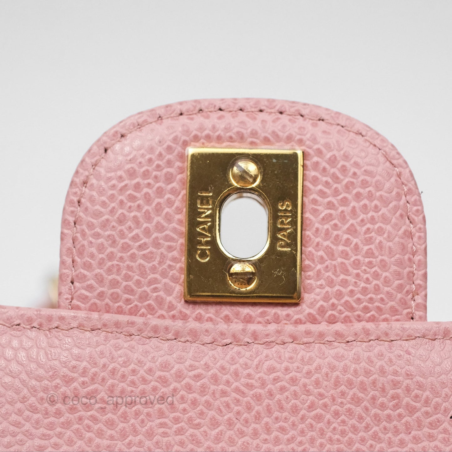 Chanel Vintage Classic M/L Medium Flap Quilted Sakura Pink Caviar 24K Gold Hardware