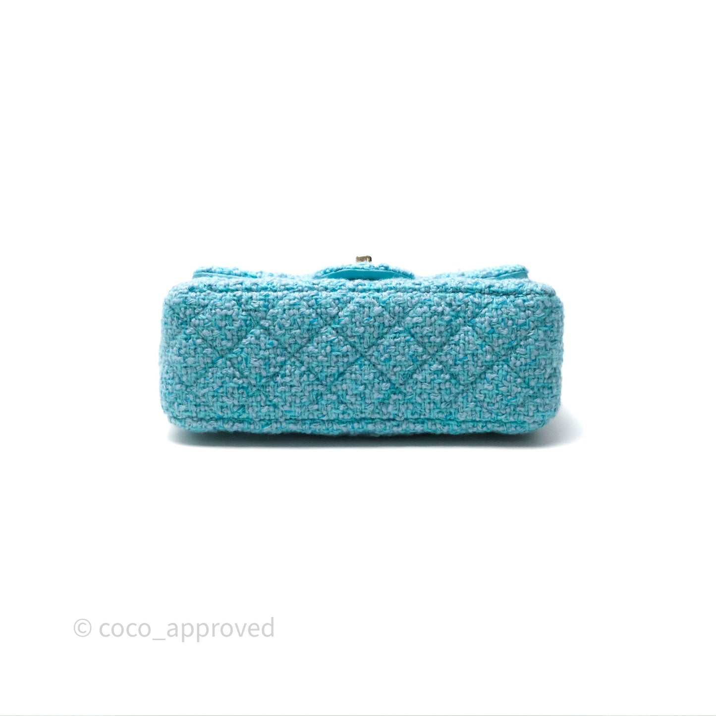 Chanel Quilted Mini Rectangular Flap Blue Tweed Gold Hardware