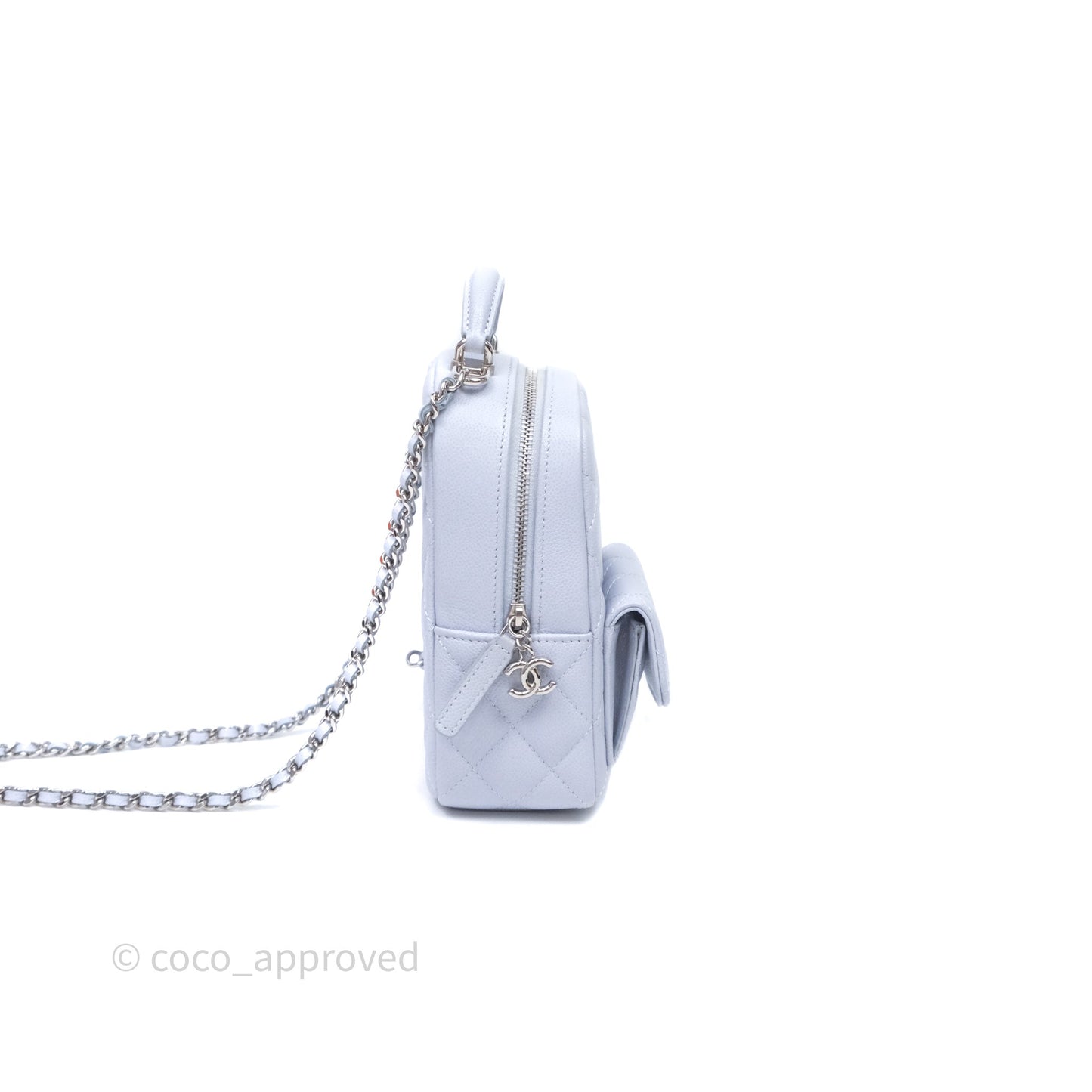 Chanel Classic Mini Backpack Light Blue Caviar Silver Hardware