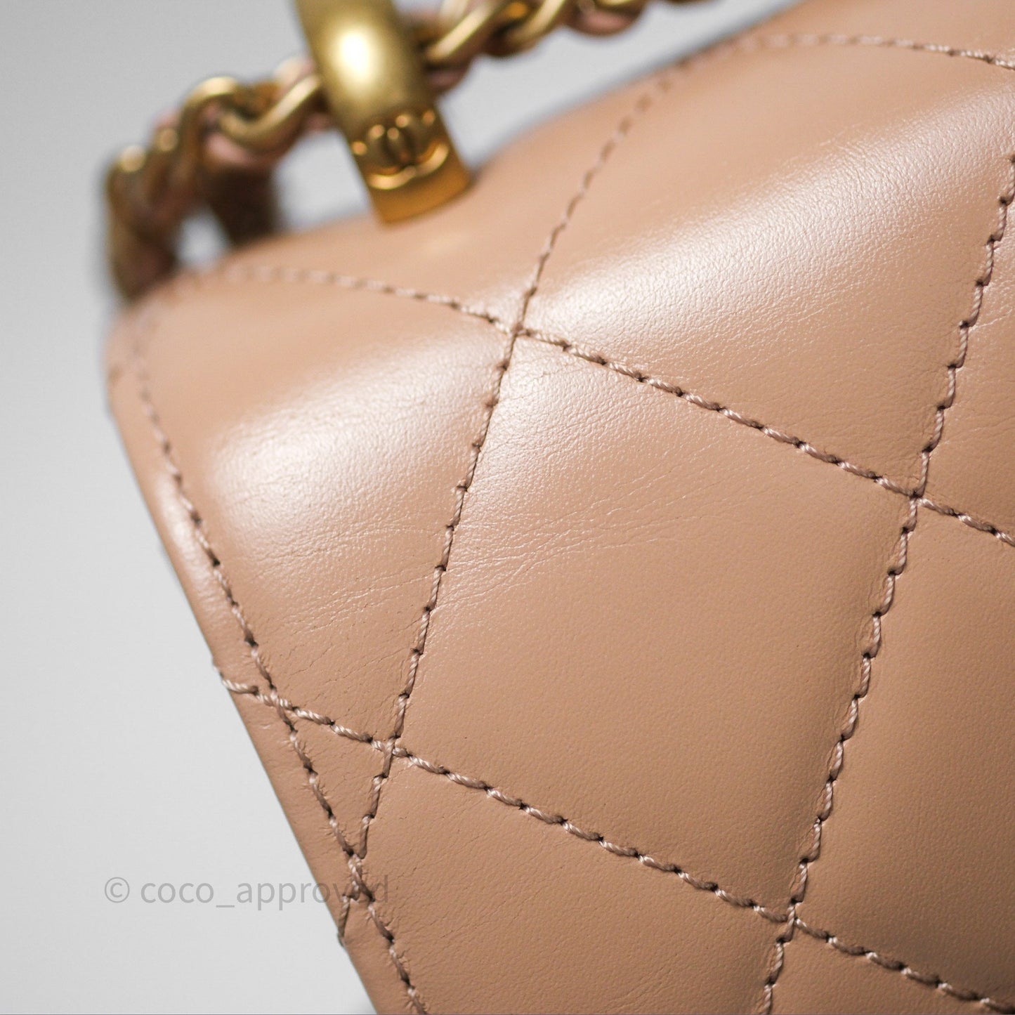 Chanel Quilted Small Perfect Fit Adjustable Beige Calfskin Gold Hardware 21A