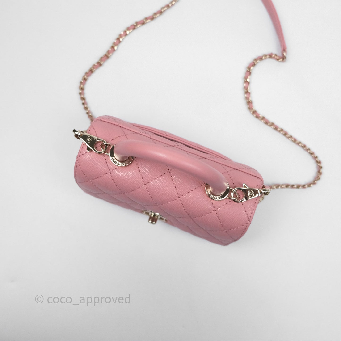 Chanel Mini Coco Handle Quilted Pink Caviar Gold Hardware