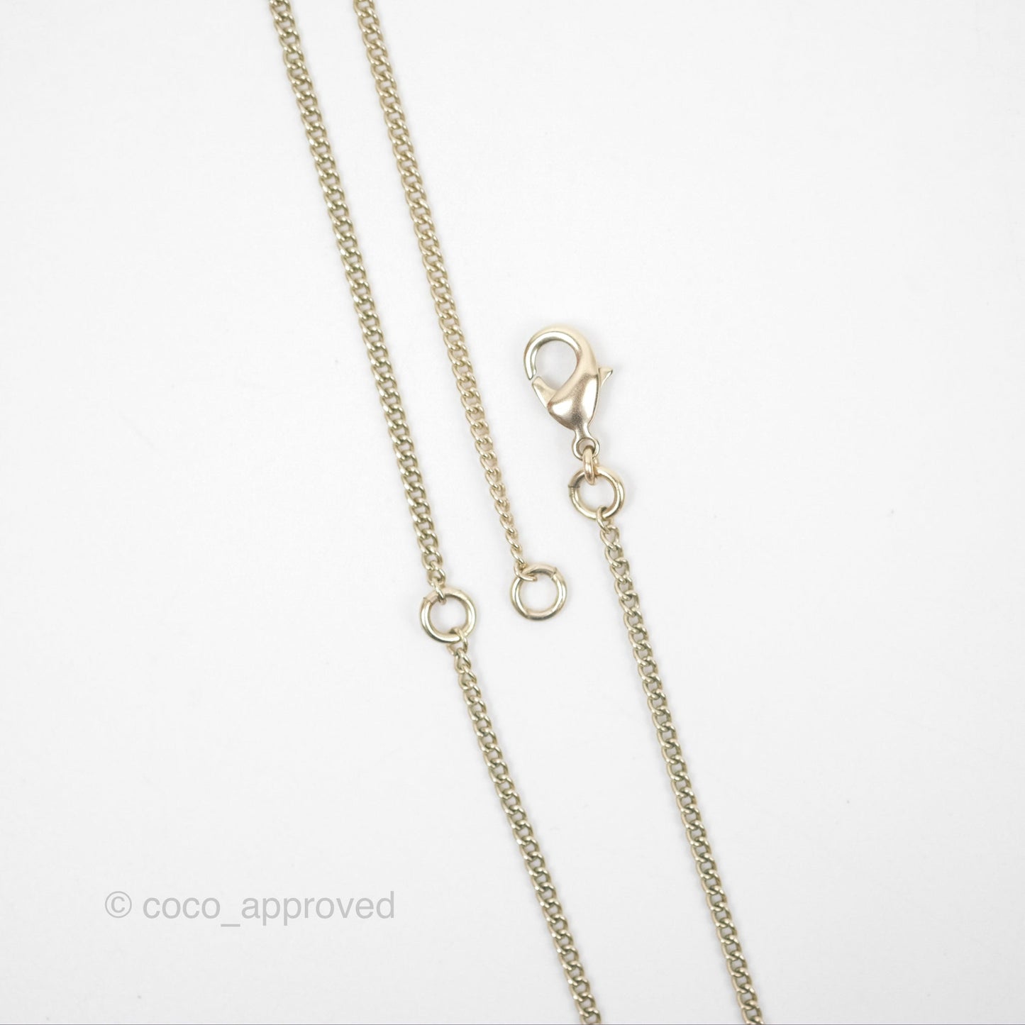 Chanel Crystal CC Pearl Drop Necklace Gold Tone 12A