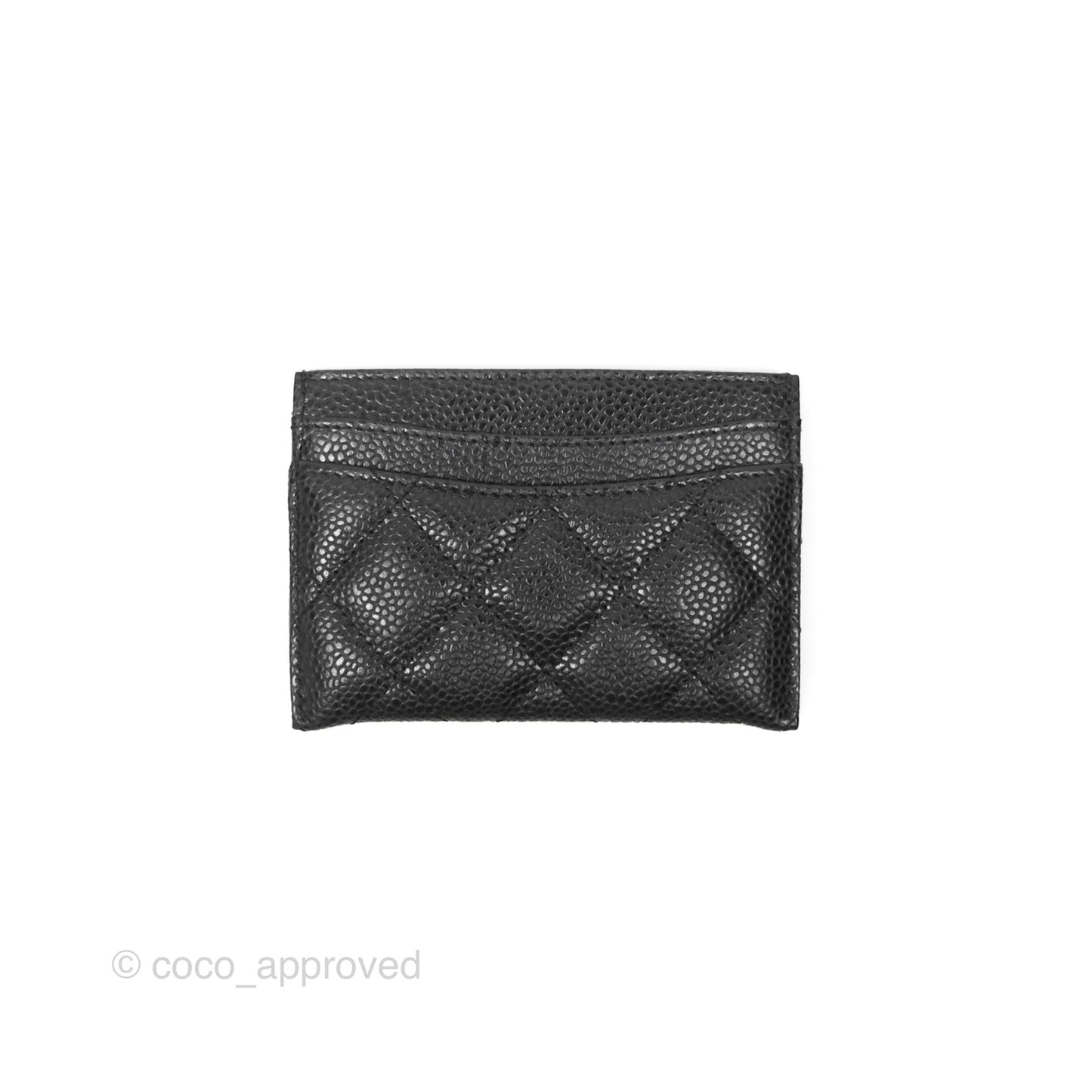 Chanel Classic Flat Card Holder Black Caviar Gold Hardware