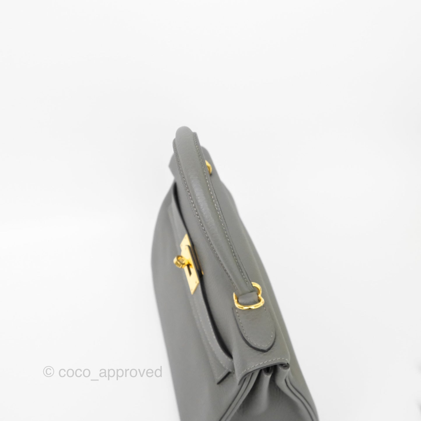 Hermès Kelly 28 Retourne Gris Meyer 0L Clemence Gold Hardware