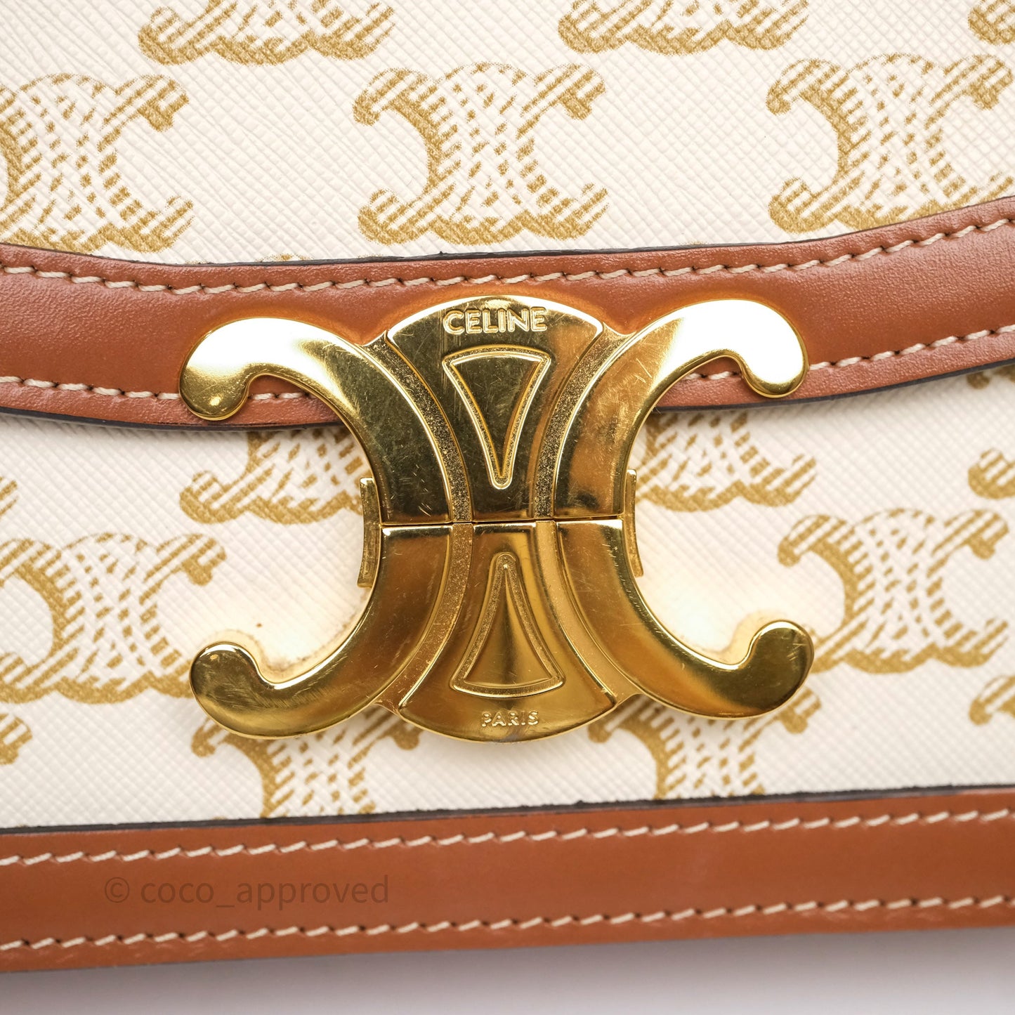Celine Teen Triomphe Bag Triomphe Canvas Tan Calfskin